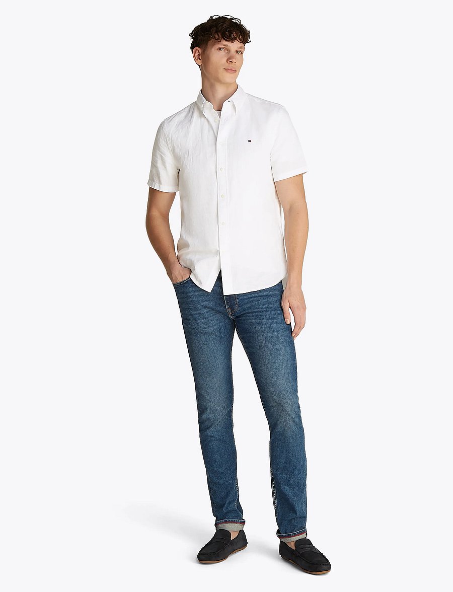 Tommy Hilfiger - LINEN BLEND SOLID SS RF SHIRT - short-sleeved shirts - th optic white - 4