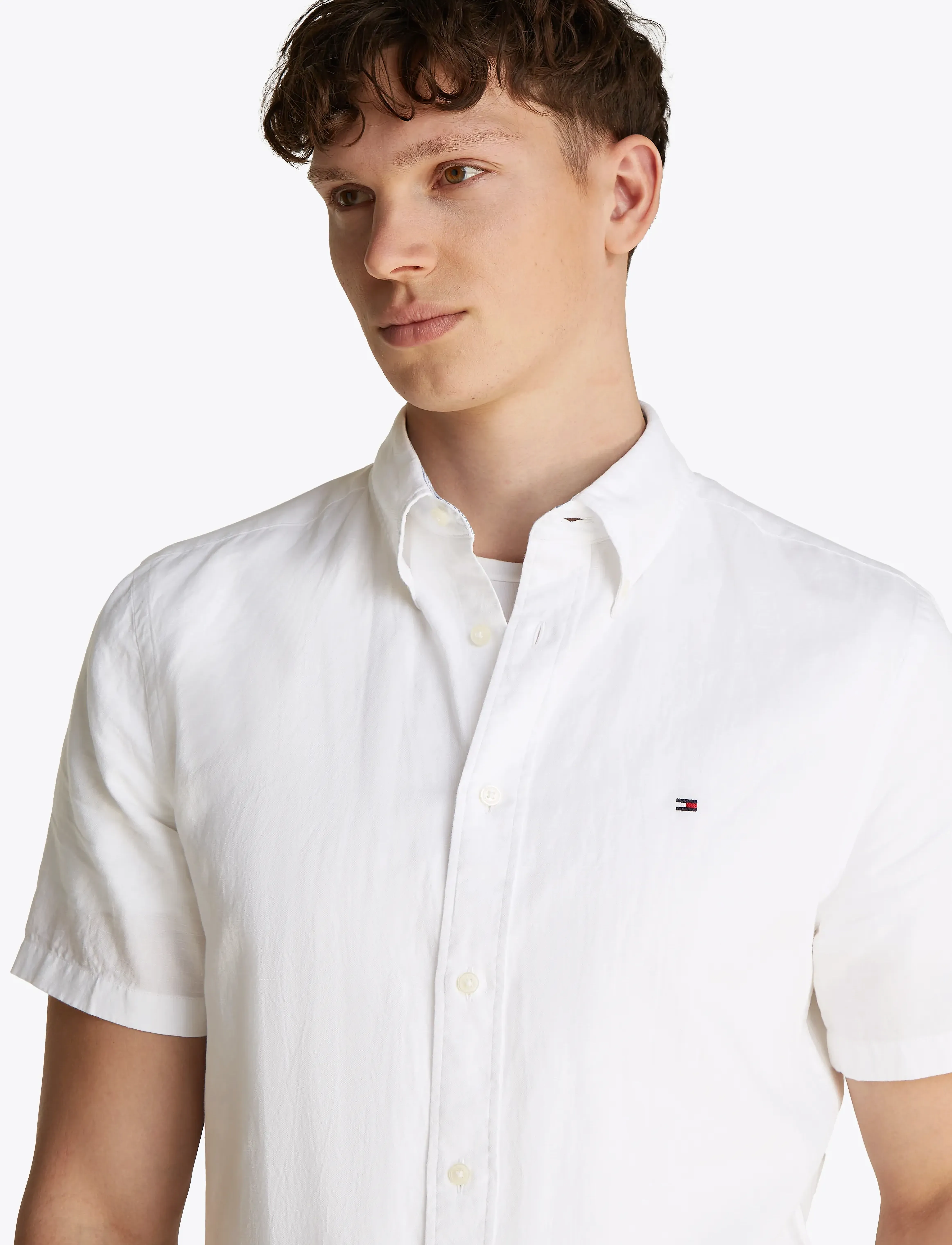 Tommy Hilfiger - LINEN BLEND SOLID  SS RF SHIRT - th optic white - 5