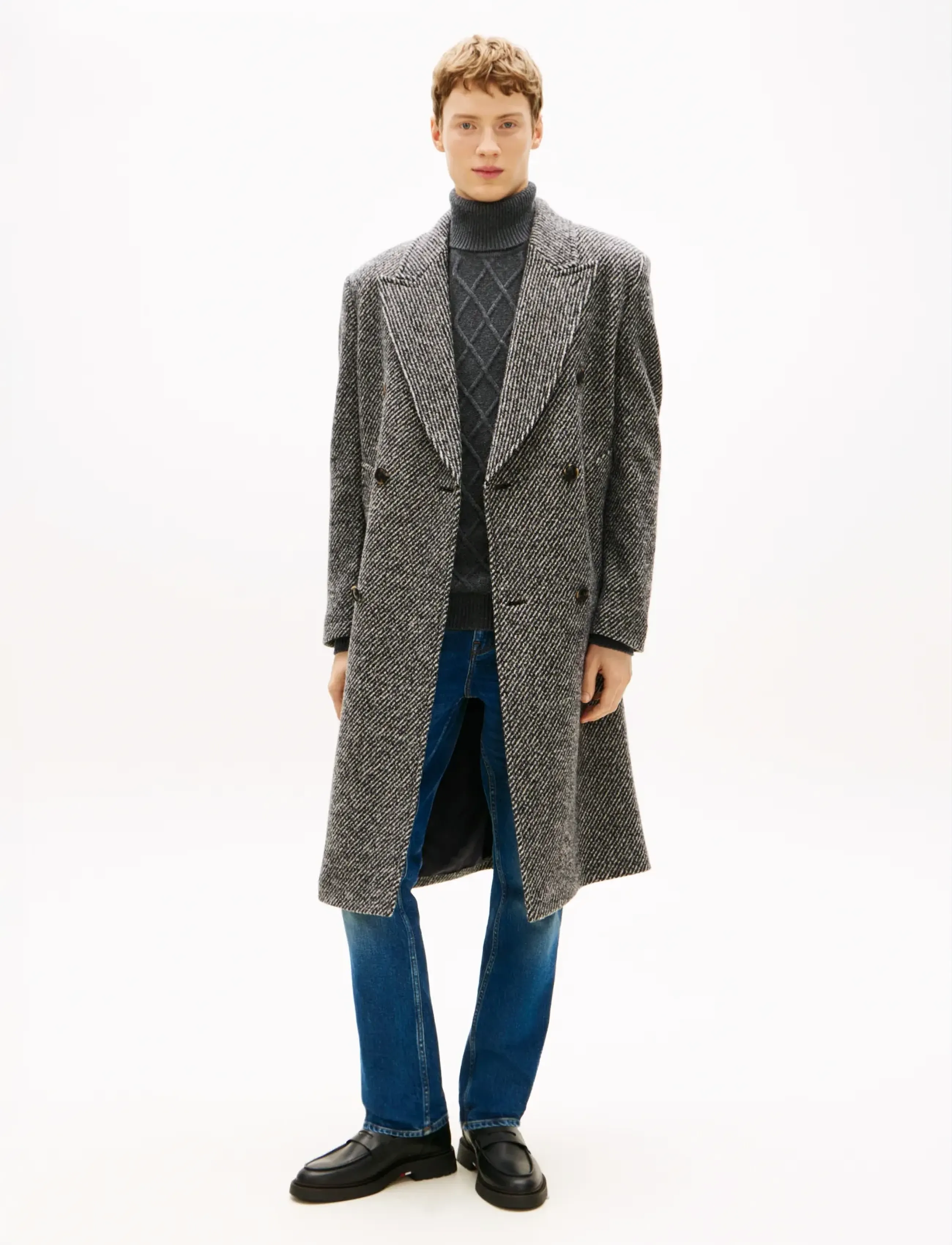 Tommy Hilfiger Dc Pattern Tweed Coat, XXL, Knitwear, Grau - Turtlenecks, Männerswear