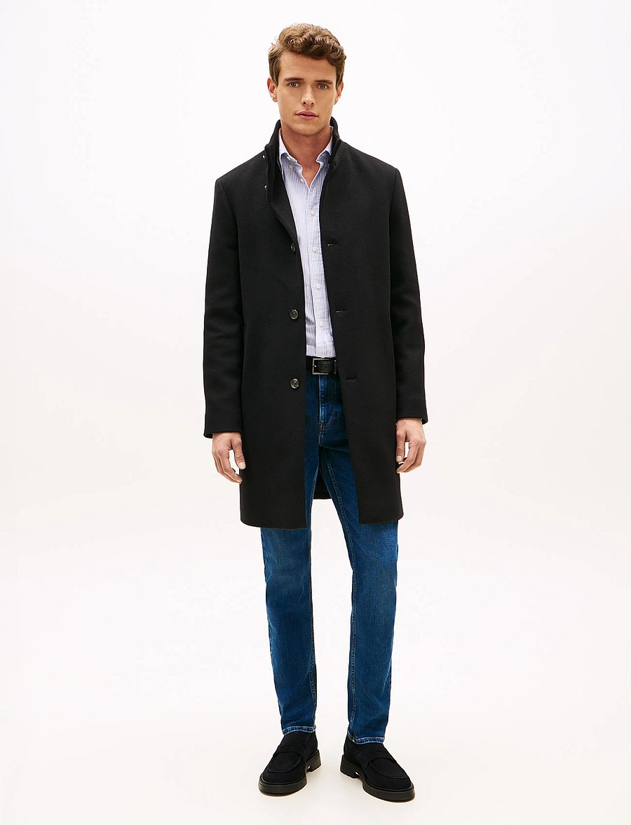 Tommy Hilfiger - NY WOOL STAND COLLAR - wollmäntel - black - 0