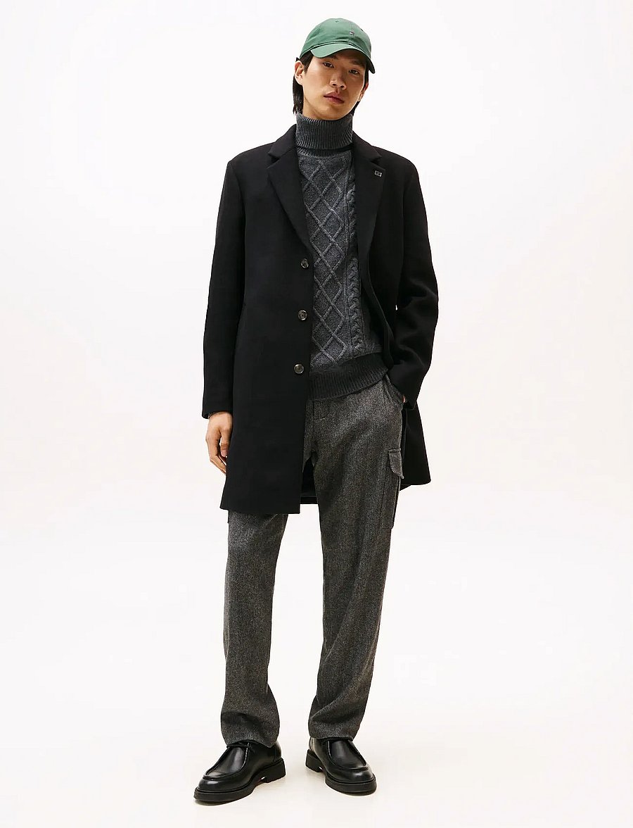 Tommy Hilfiger - NY WOOL MIX COAT - wollmäntel - black - 0