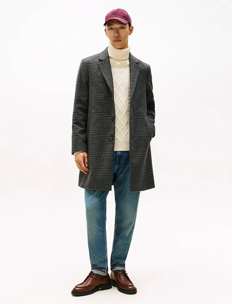 Tommy Hilfiger - DC WOOL MIX COAT WITH CHECK - light coats - b/w glen check - 0