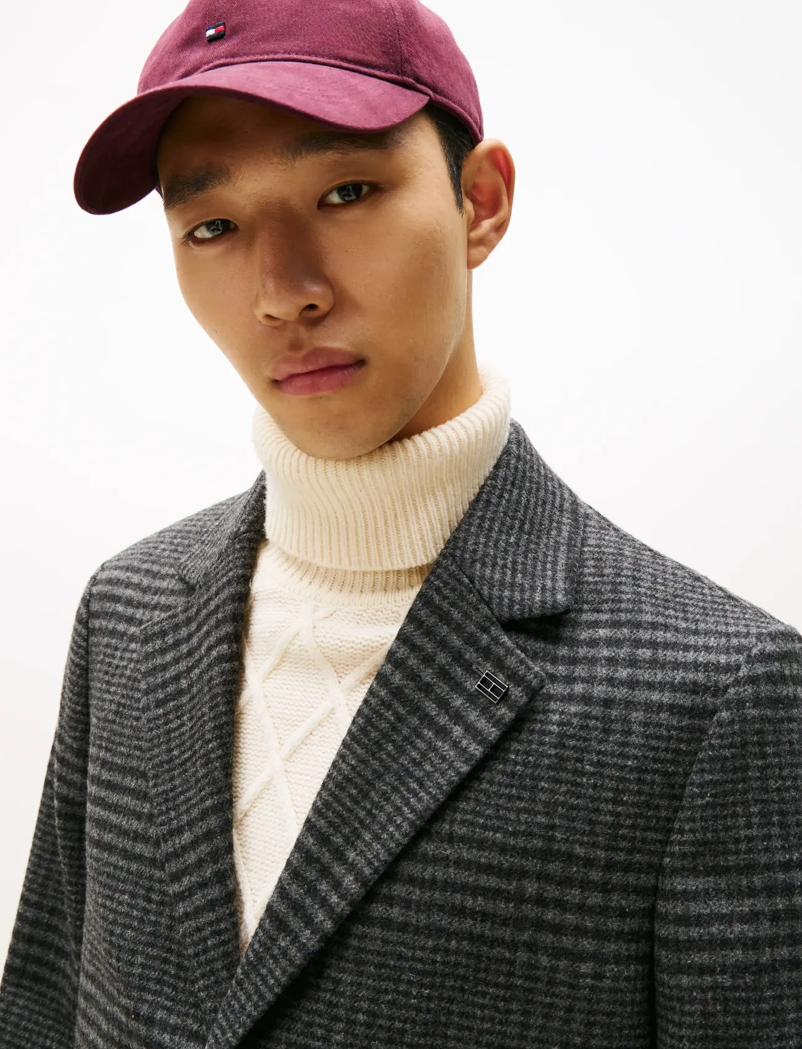 Tommy Hilfiger - DC WOOL MIX COAT WITH CHECK - trenchcoats - b/w glen check - 2