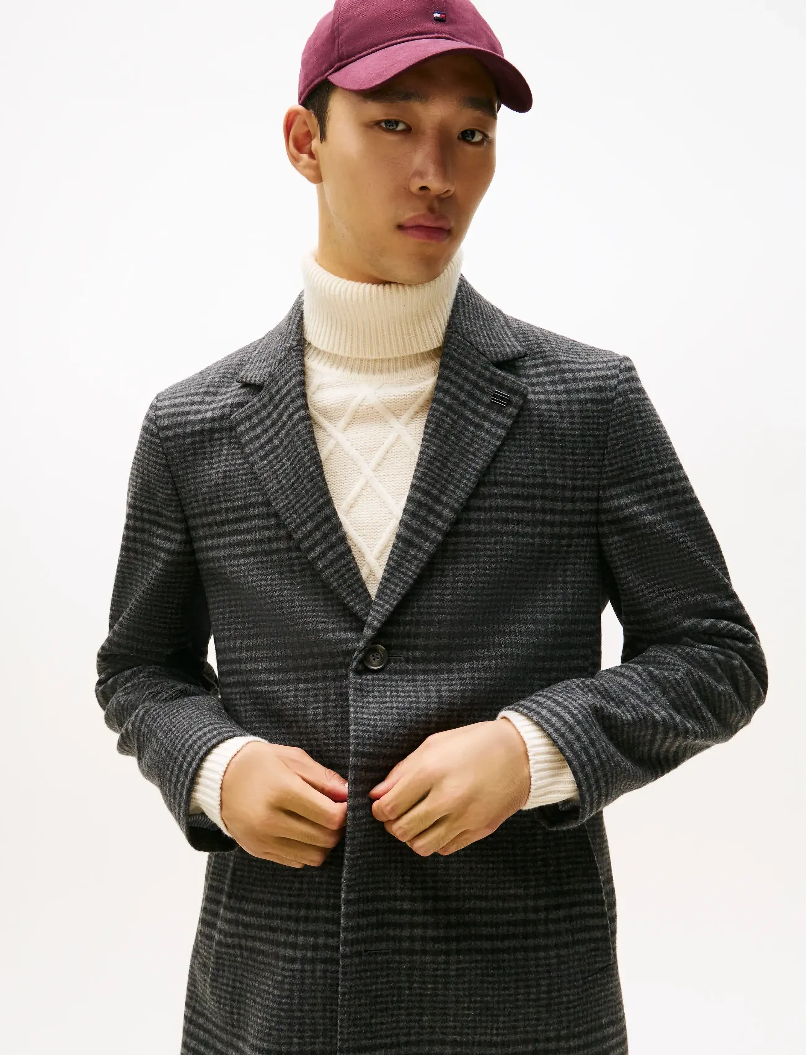 Tommy Hilfiger - DC WOOL MIX COAT WITH CHECK - trenchcoats - b/w glen check - 3
