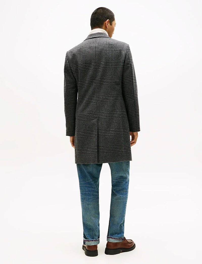 Tommy Hilfiger - DC WOOL MIX COAT WITH CHECK - light coats - b/w glen check - 4