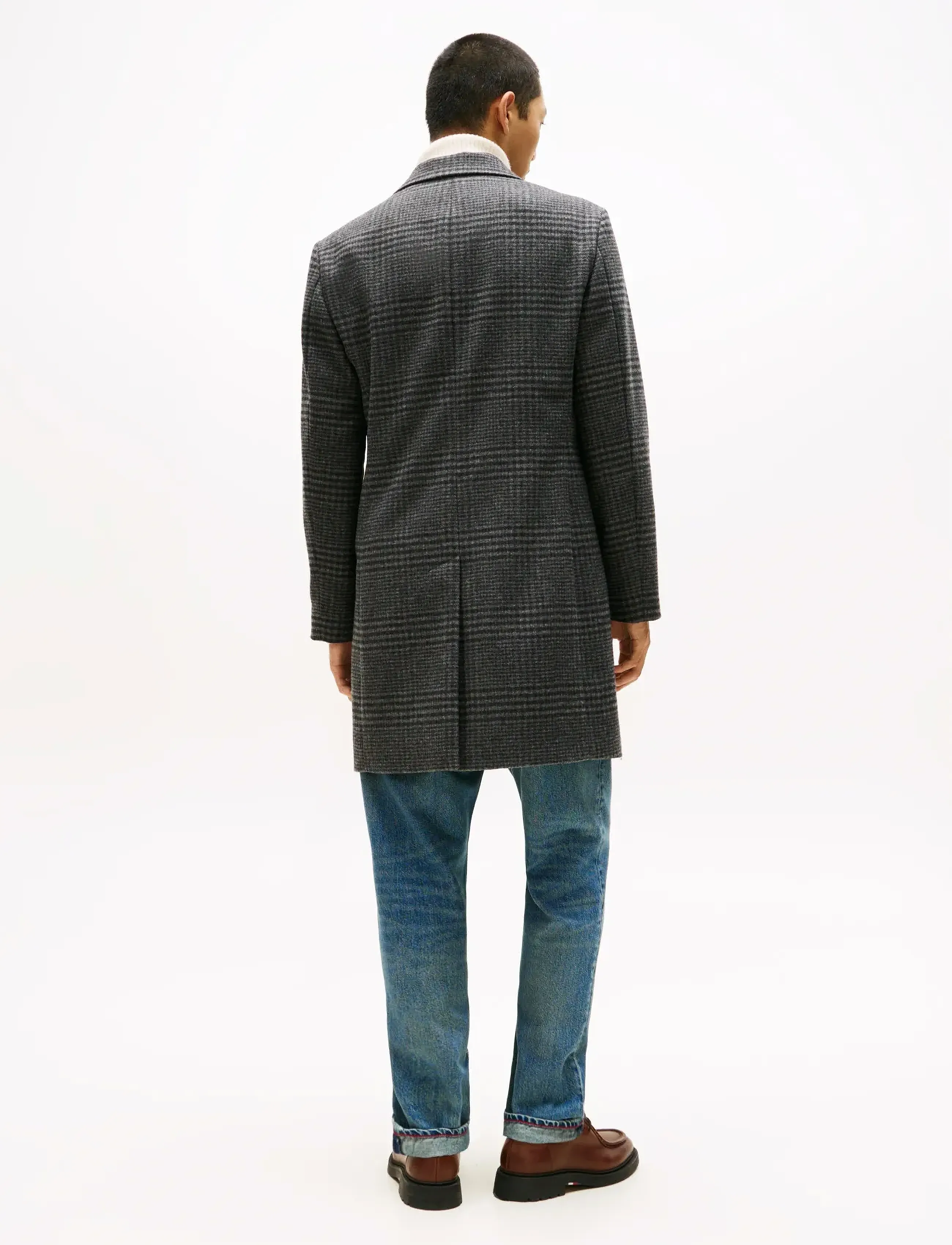 Tommy Hilfiger - DC WOOL MIX COAT WITH CHECK - trenchcoats - b/w glen check - 4