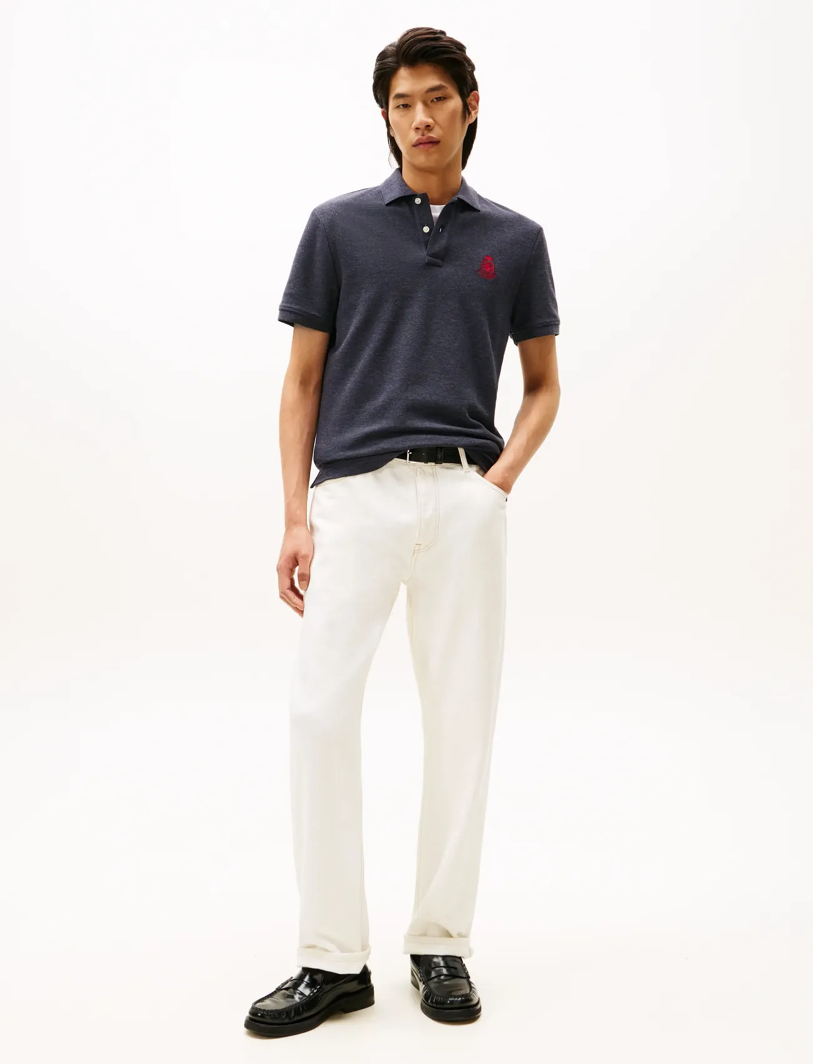 Tommy Hilfiger - HEATHER CREST REG POLO - kortærmede poloer - heathered blue - 2