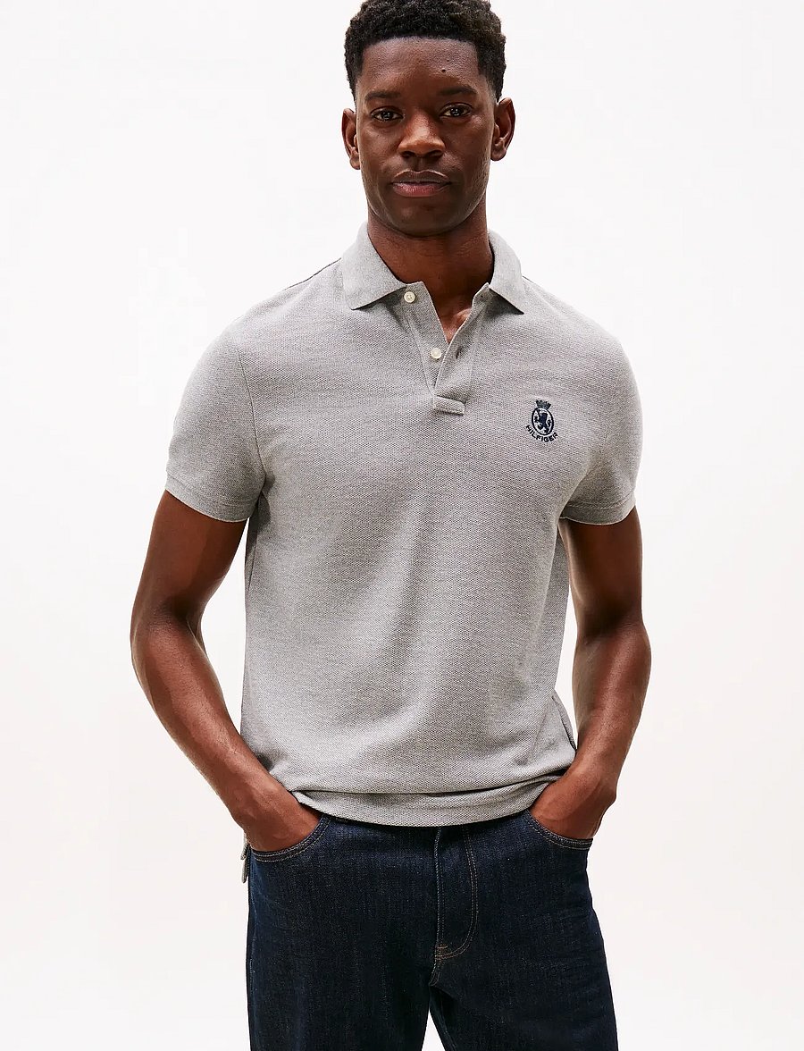 Tommy Hilfiger - HEATHER CREST REG POLO - kurzärmelig - light grey heather - 0