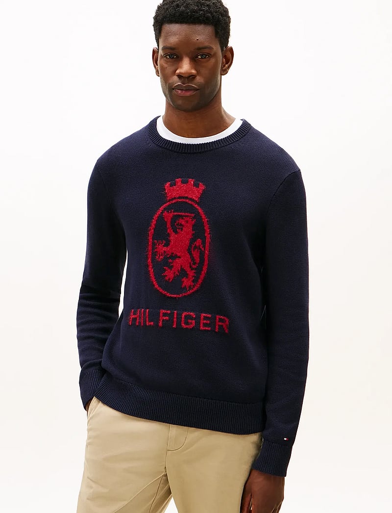 Tommy Hilfiger - GIFTING CREST CREW NECK - rundhalsad - desert sky/regatta red - 0