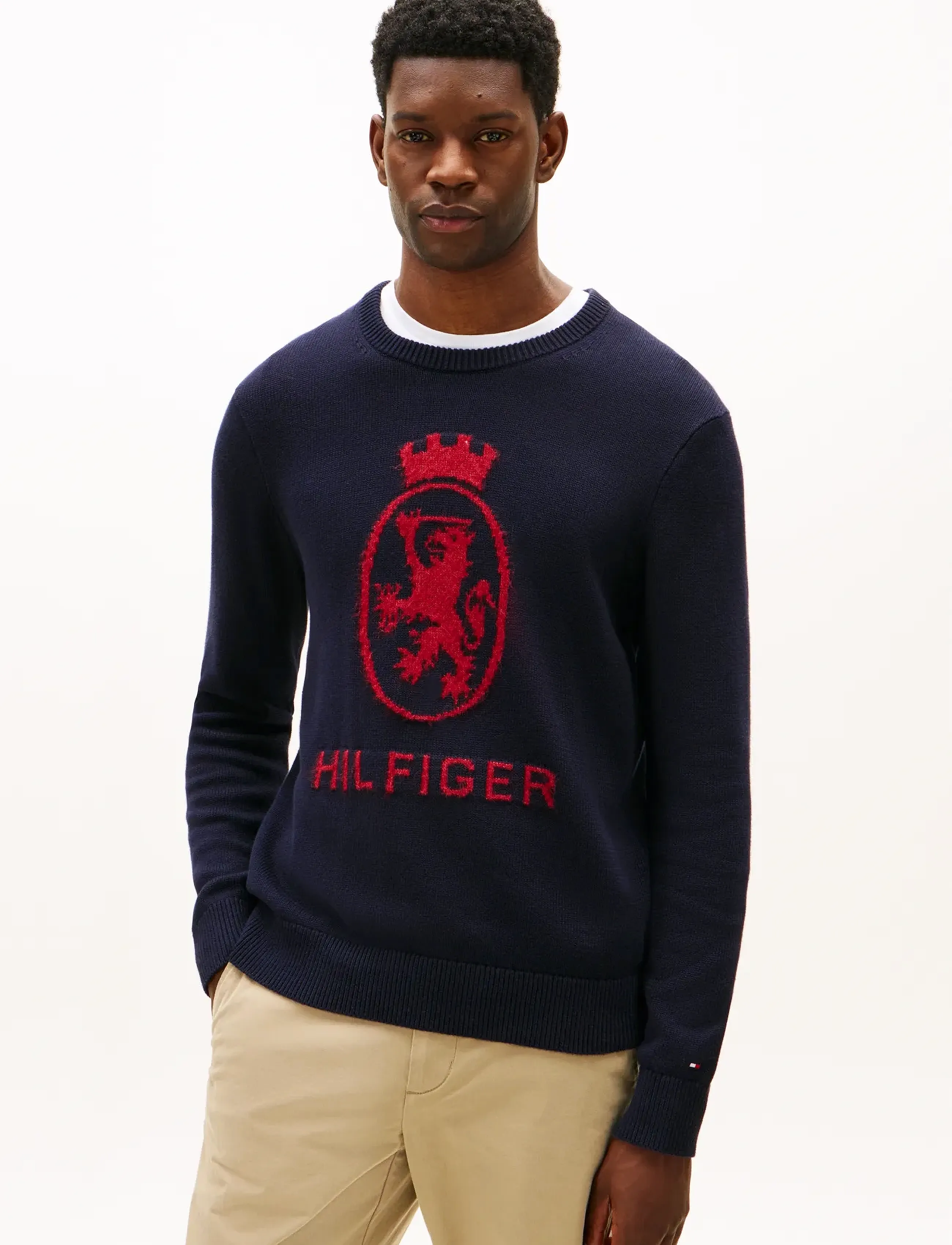 Tommy Hilfiger GIFTING CREST CREW NECK - Tommy Hilfiger - DESERT SKY/REGATTA RED / navy