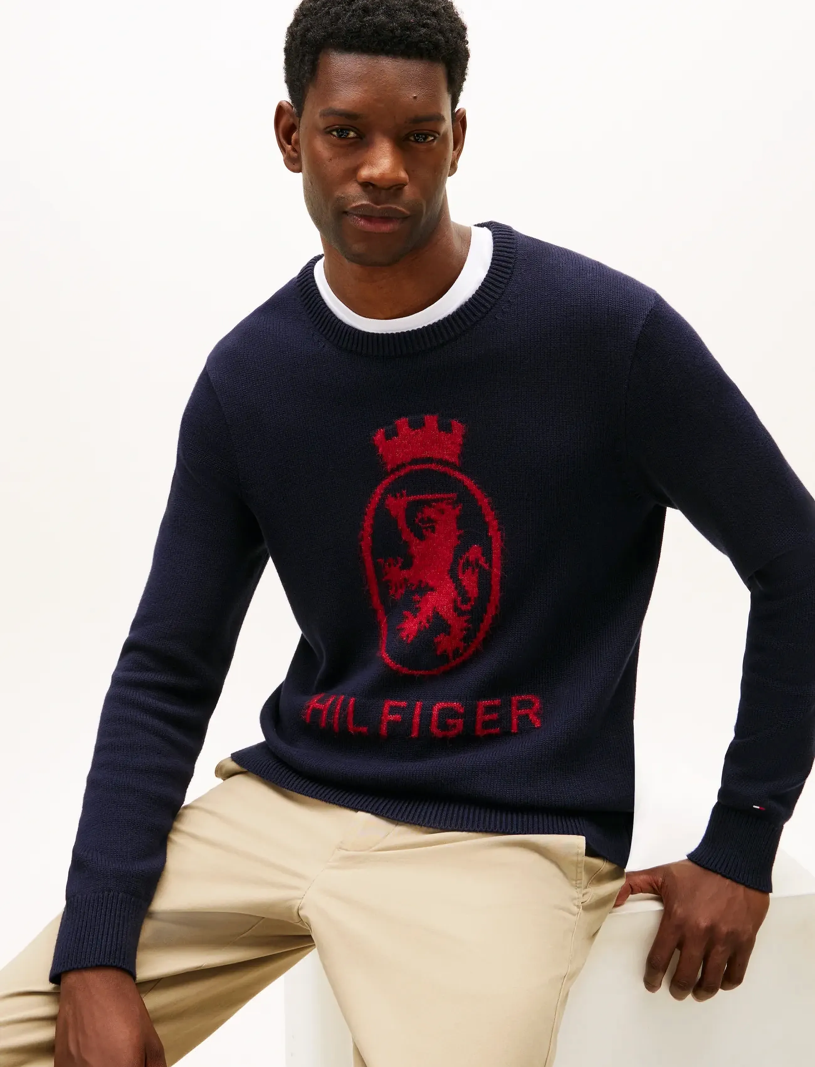 Tommy Hilfiger - GIFTING CREST CREW NECK - swetry - desert sky/regatta red - 4