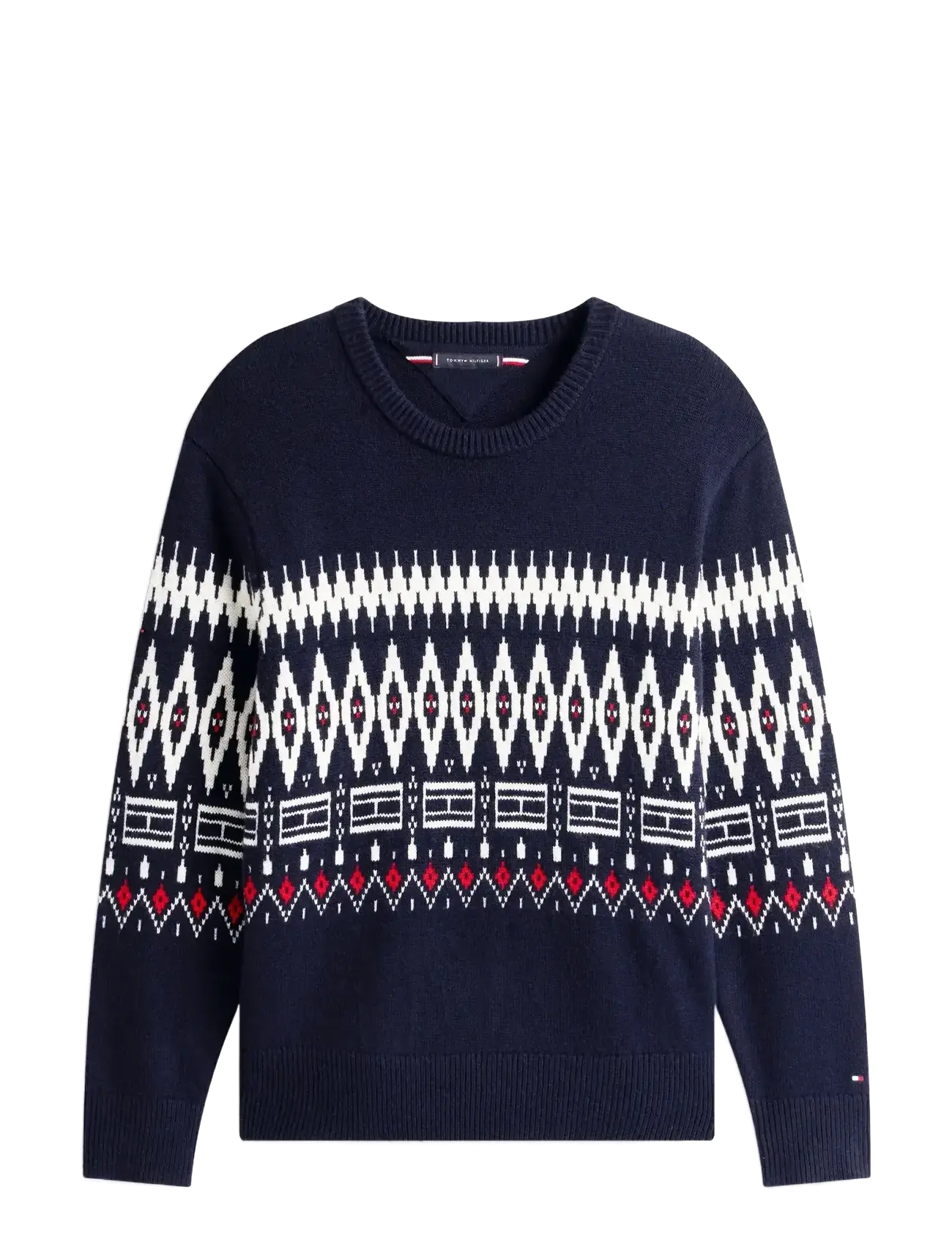 Tommy Hilfiger PLACED FAIRISLE WOOL BLEND CREW - Rundhals - DESERT SKY IVORY PETAL / navy