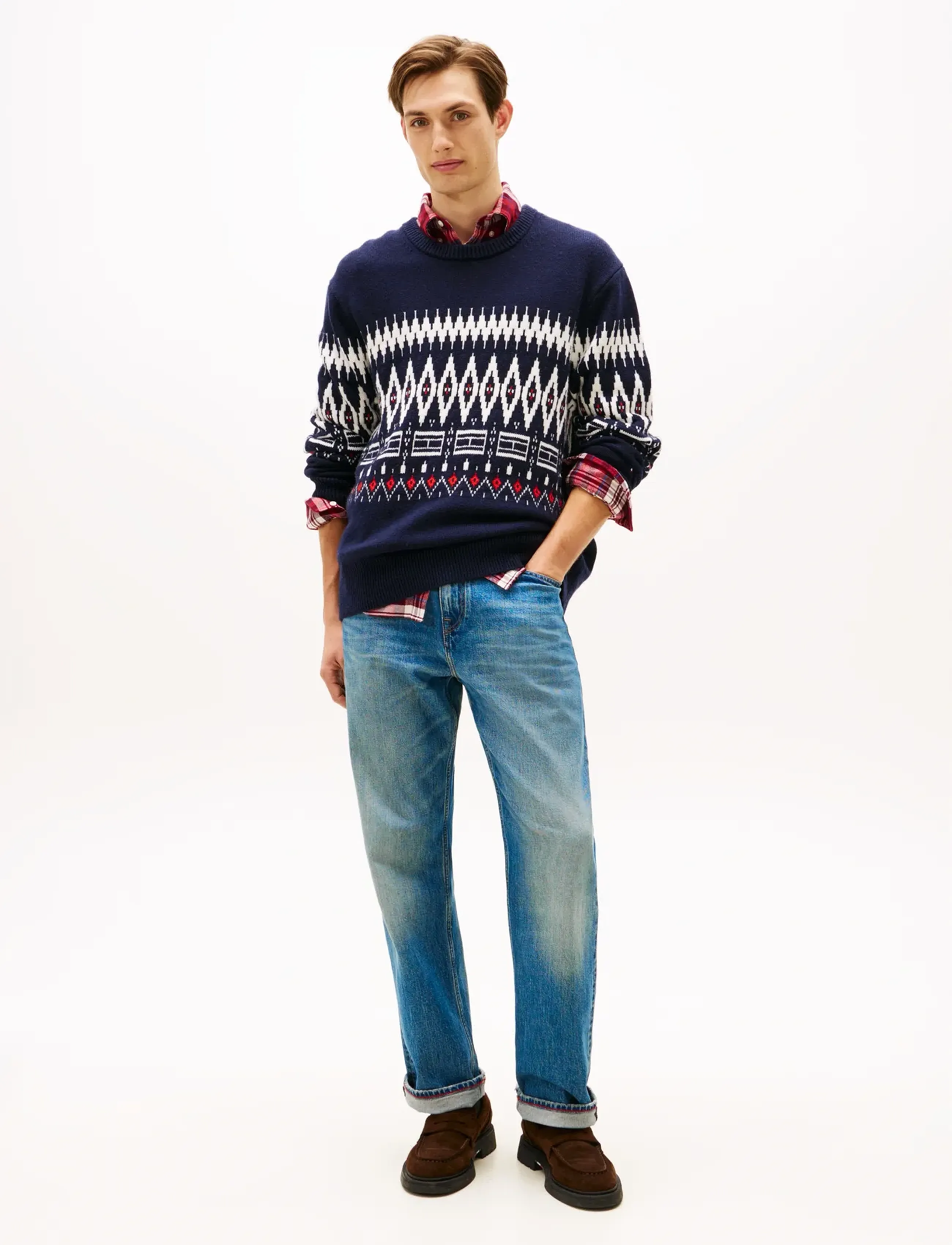 Tommy Hilfiger - PLACED FAIRISLE WOOL BLEND CREW - adījumi ar apaļu kakla izgriezumu - desert sky ivory petal - 2