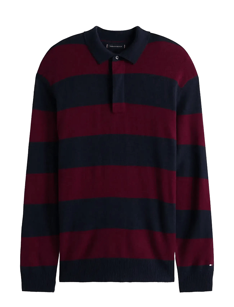 Tommy Hilfiger - DC KNITTED RUGBY - gestrickte polohemden - desert sky/deep rouge - 1