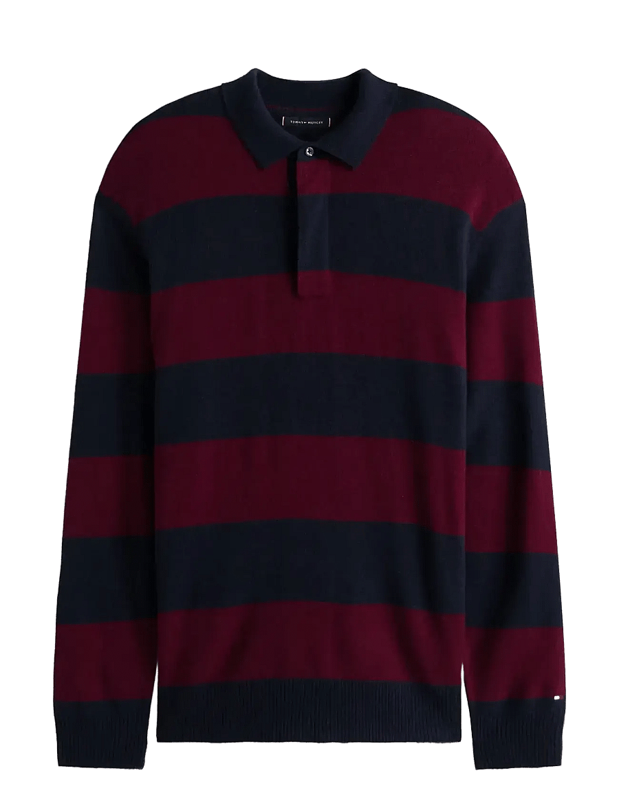 Tommy Hilfiger - DC KNITTED RUGBY - long-sleeved knitted polos - desert sky/deep rouge - 1