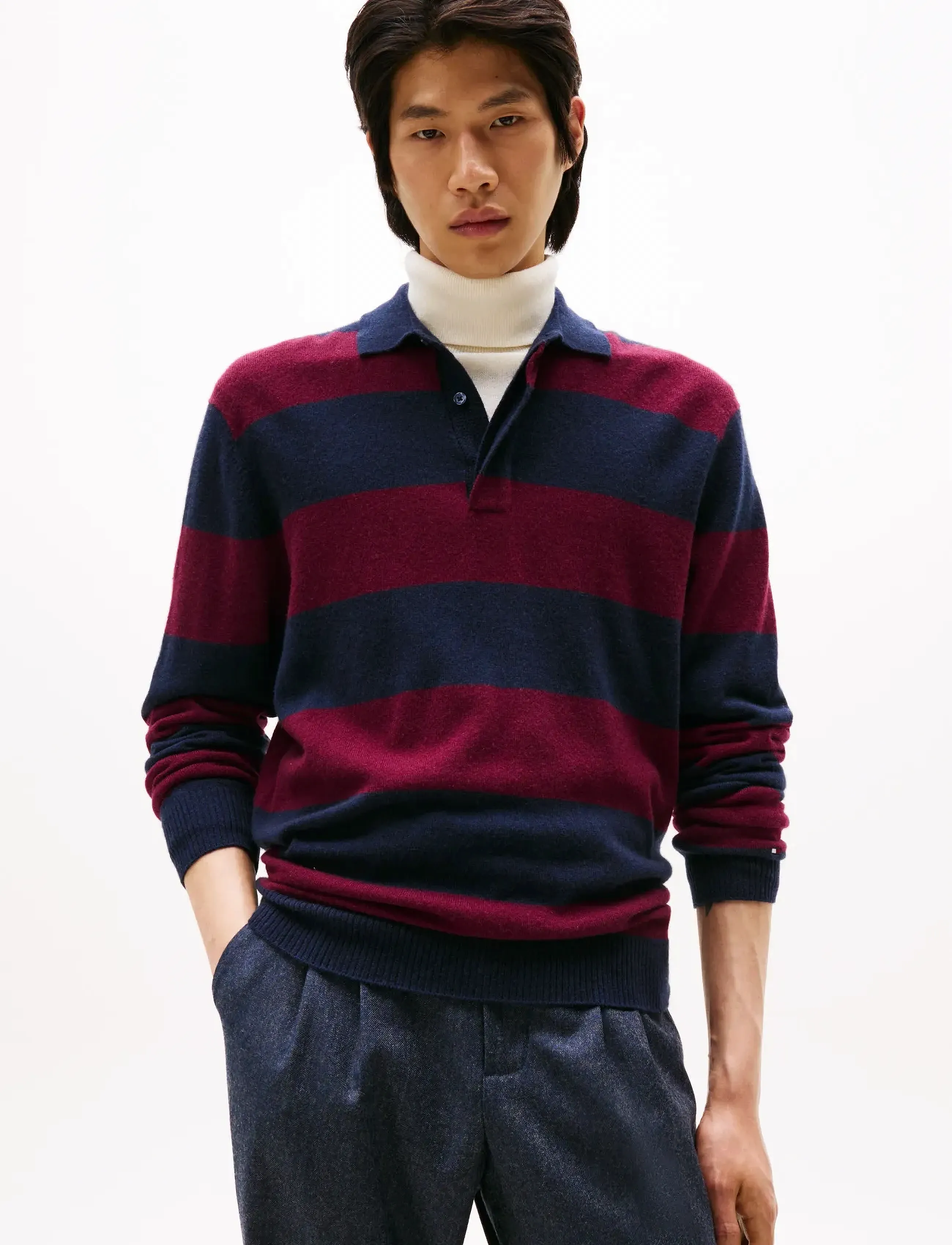 Tommy Hilfiger DC KNITTED RUGBY - Tommy Hilfiger - DESERT SKY/DEEP ROUGE / navy