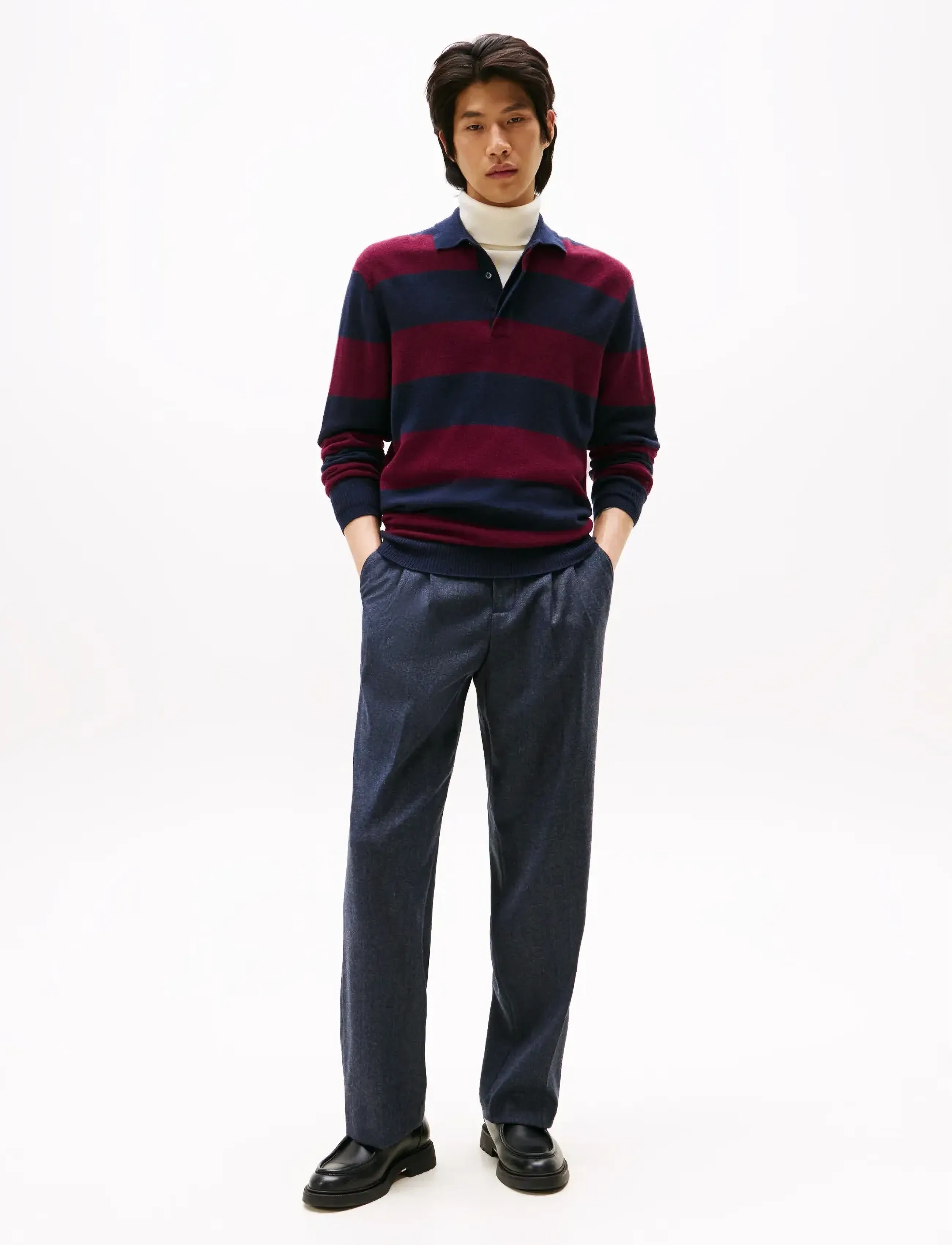 Tommy Hilfiger - DC KNITTED RUGBY - long-sleeved knitted polos - desert sky/deep rouge - 2