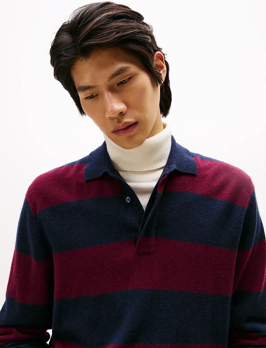 Tommy Hilfiger - DC KNITTED RUGBY - long-sleeved knitted polos - desert sky/deep rouge - 4