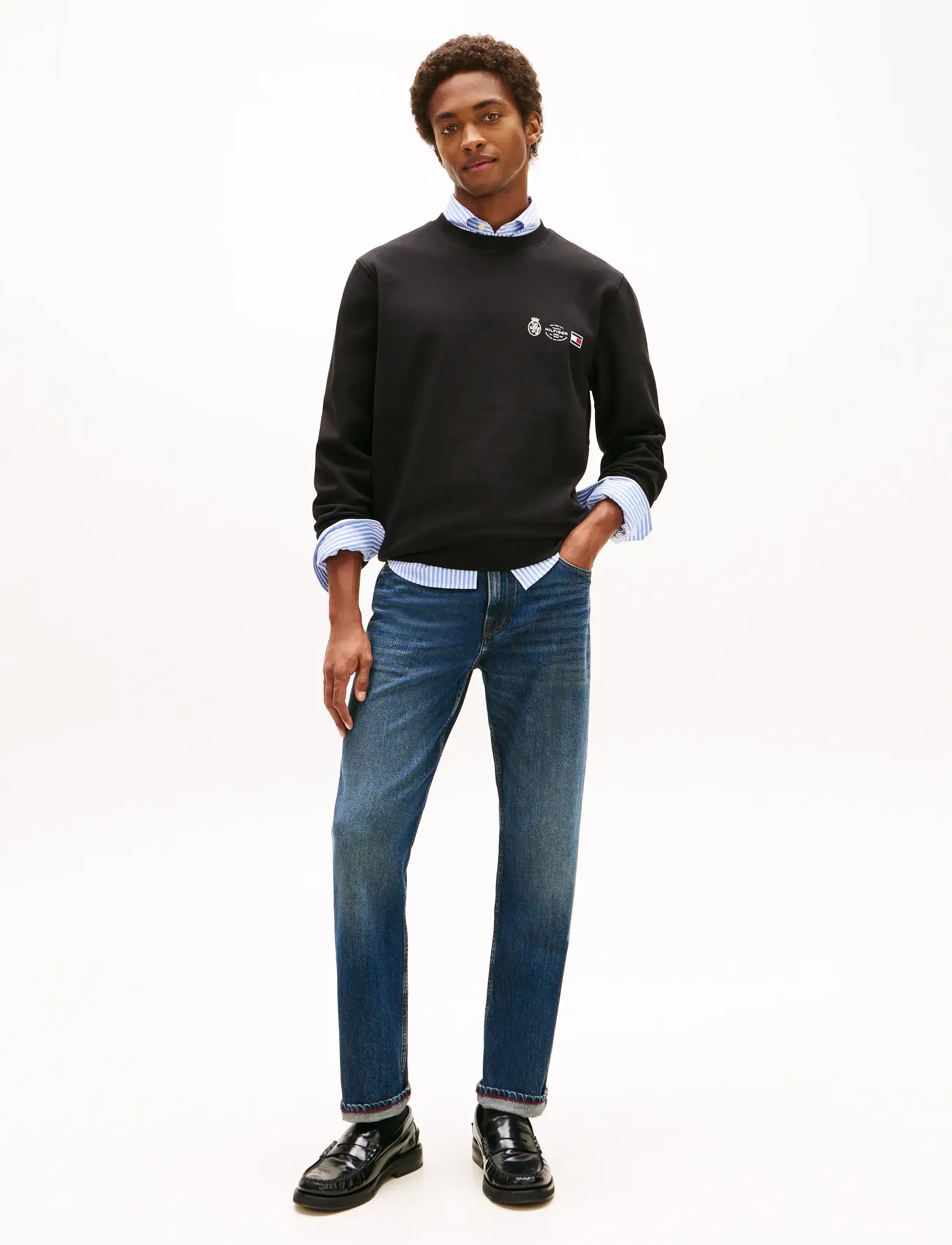 Tommy Hilfiger - SMALL CREST OUTLINE CREW NECK - nach anlass kaufen - black - 3
