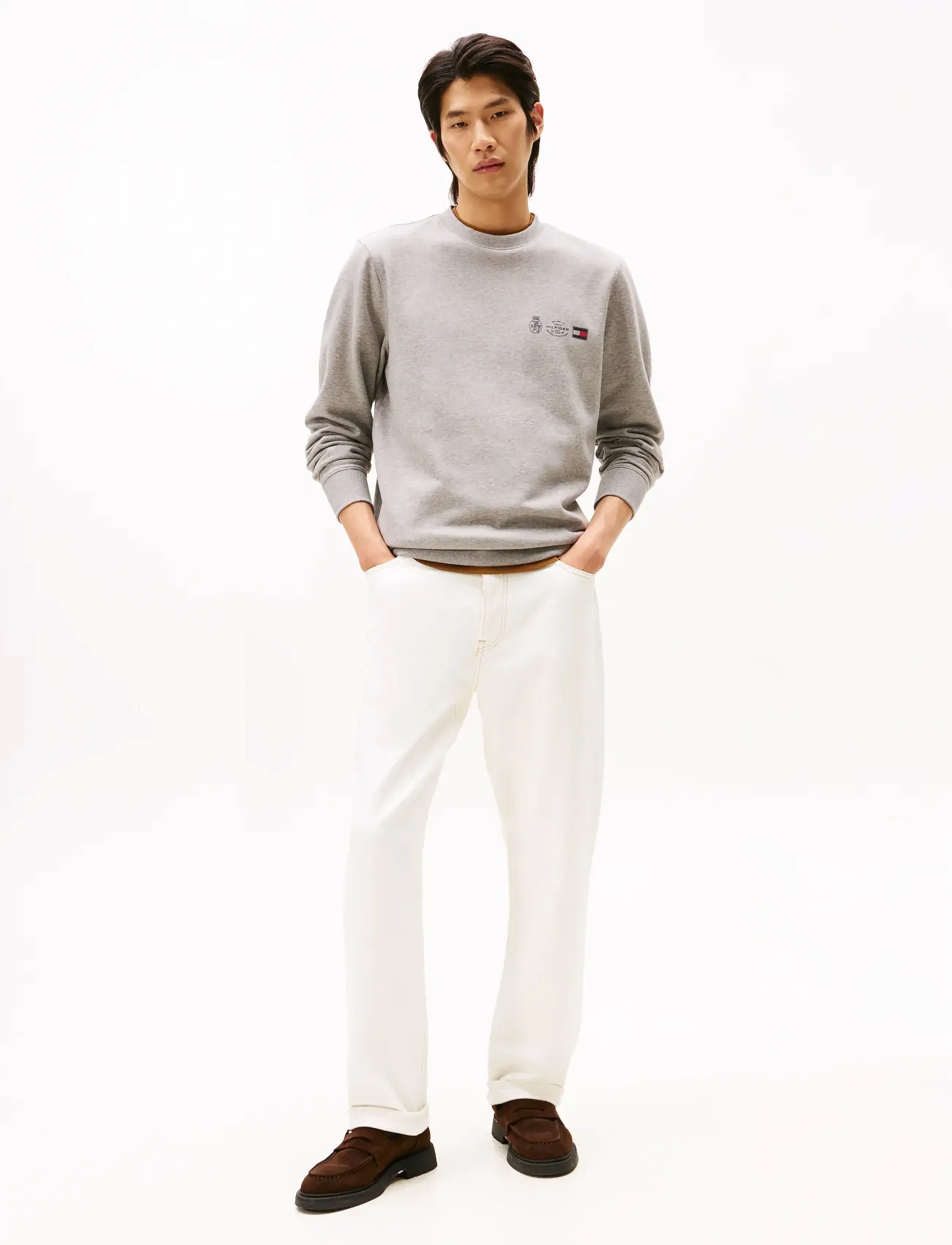 Tommy Hilfiger - SMALL CREST OUTLINE CREW NECK - shop by occasion - medium grey heather - 3