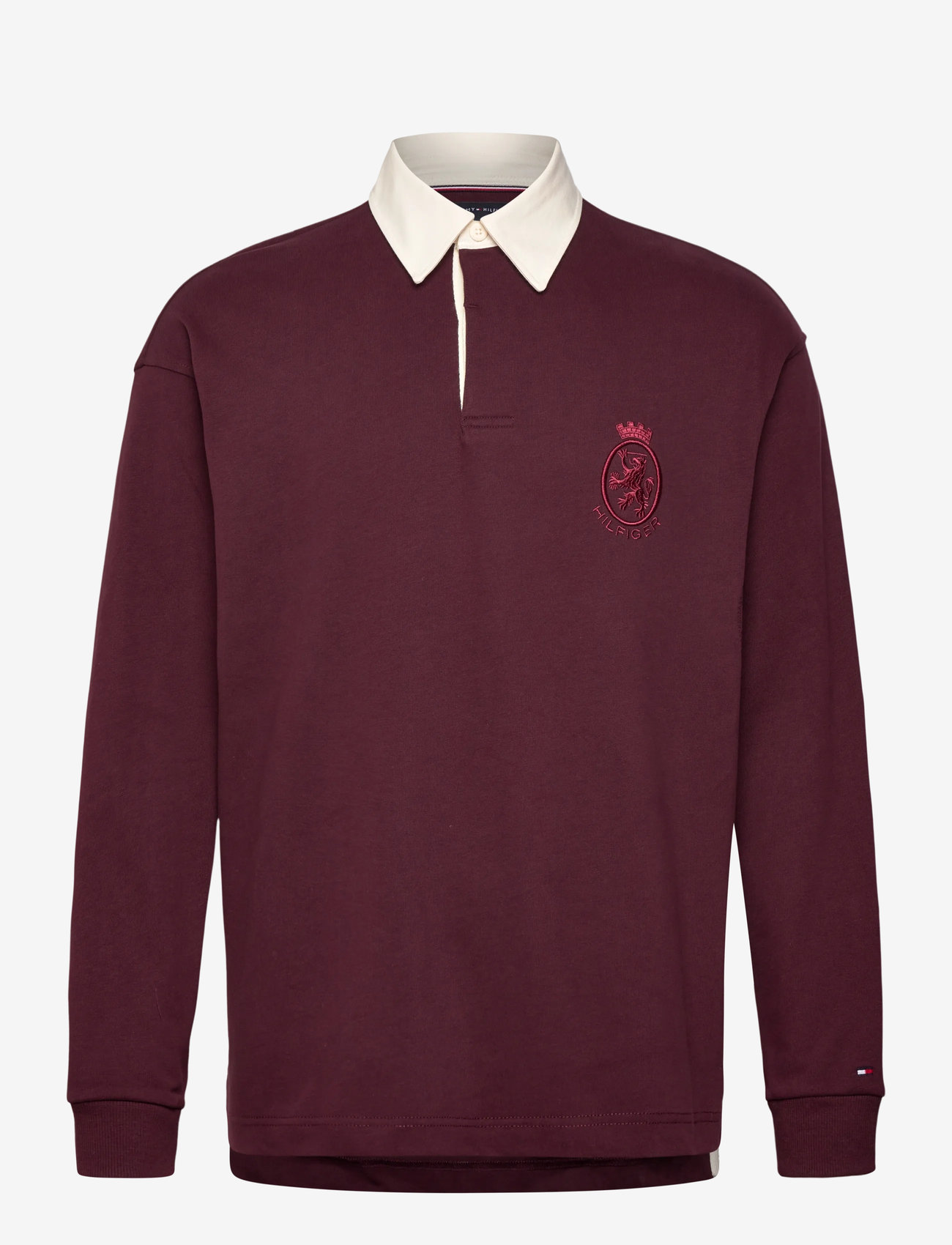 Tommy Hilfiger - PEACHED CREST SOLID RUGBY - långärmade pikéer - deep burgundy - 1