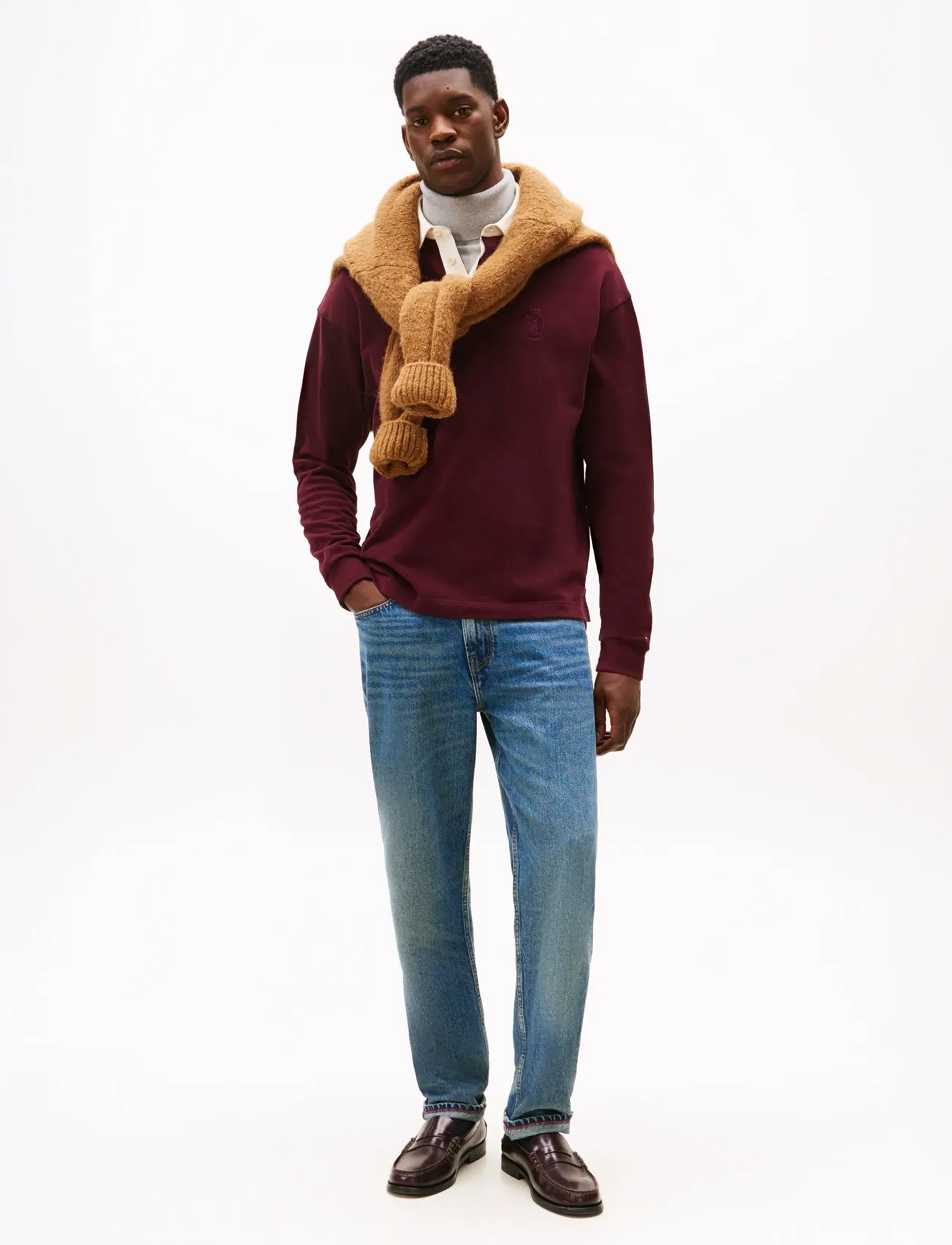Tommy Hilfiger - PEACHED CREST SOLID RUGBY - pikkade varrukatega polod - deep burgundy - 3