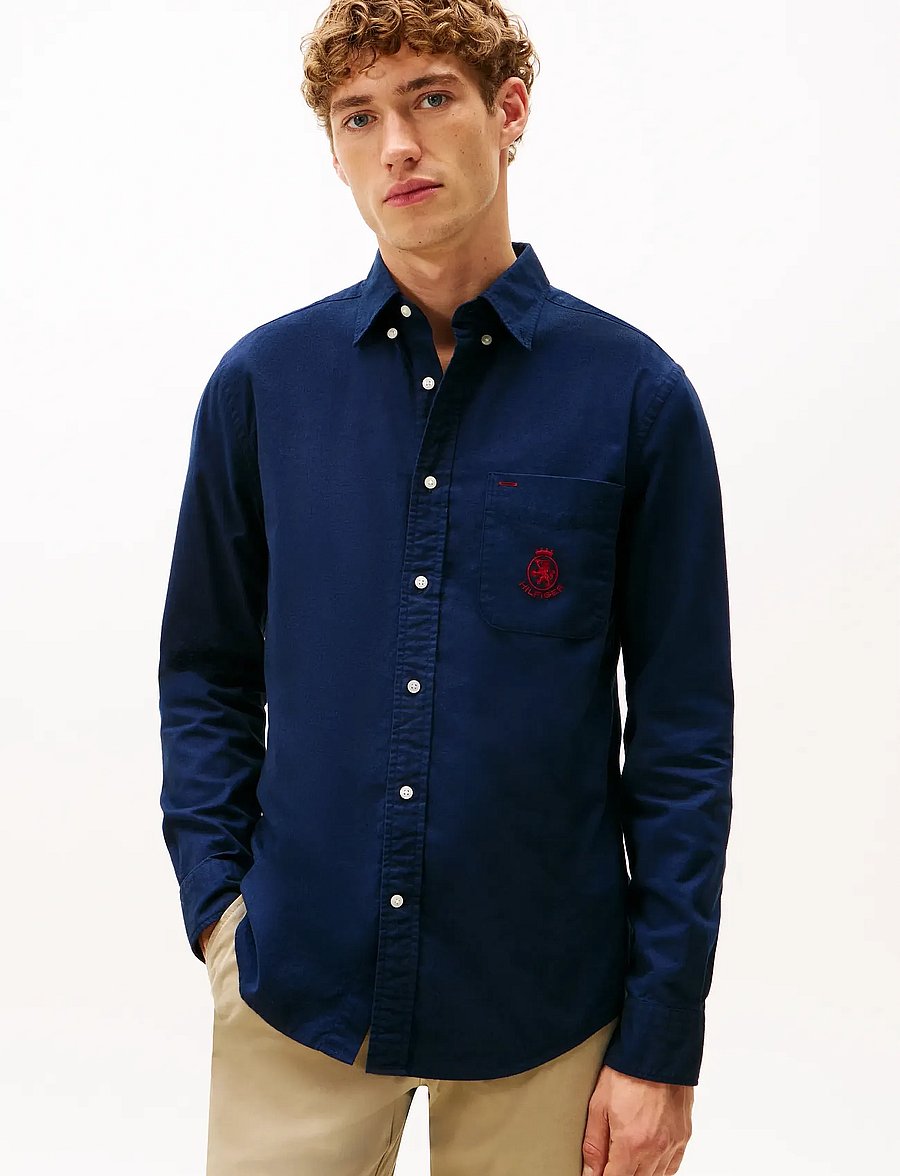 Tommy Hilfiger - BRUSHED OXF CREST POCKET SHIRT - oxfordi särgid - preppy navy - 0