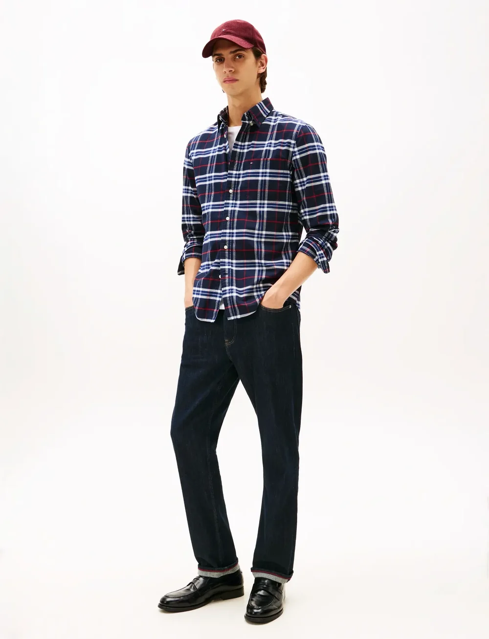 Tommy Hilfiger - BRUSHED OXFORD CHECK RF SHIRT - ternede skjorter - desert sky check - 2