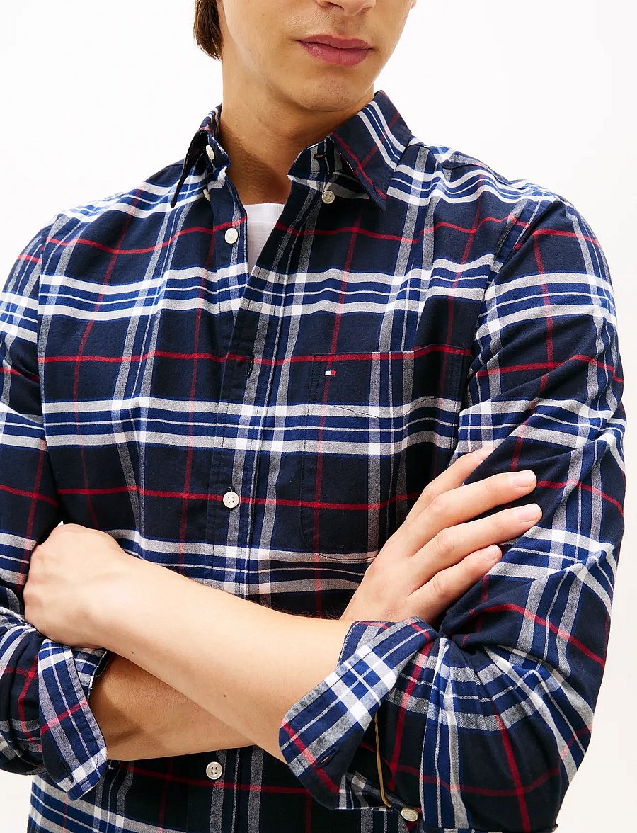 Tommy Hilfiger - BRUSHED OXFORD CHECK RF SHIRT - ternede skjorter - desert sky check - 4