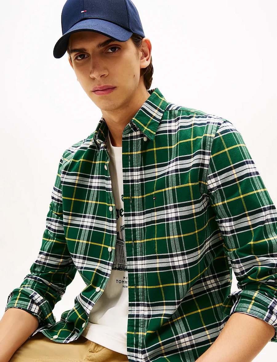 Tommy Hilfiger - BRUSHED OXFORD CHECK RF SHIRT - ternede skjorter - ornamental green / check - 4