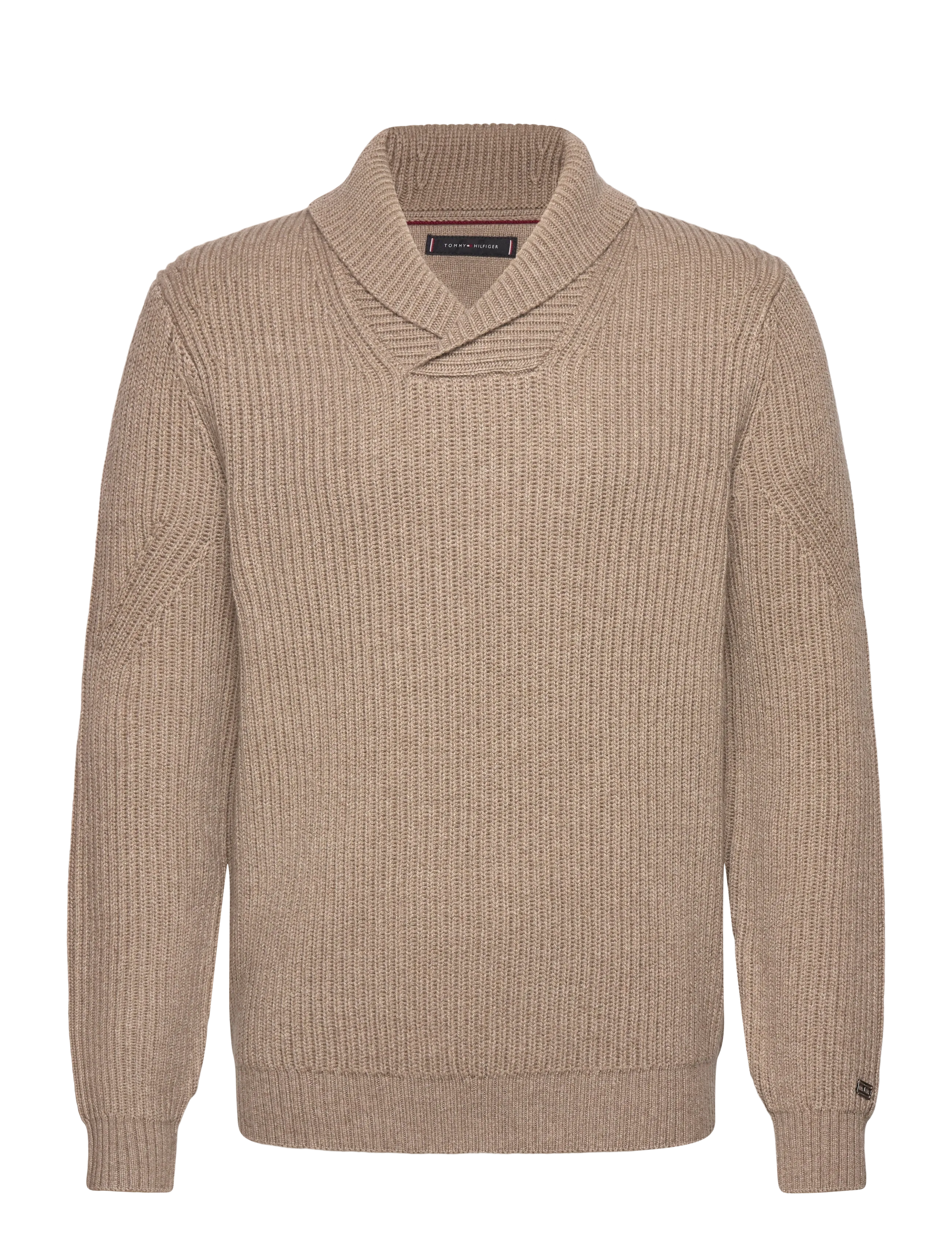 Tommy Hilfiger DC SHAWL COLLAR SWEATER - Strickmode - COASTAL TAUPE HEATHER / beige