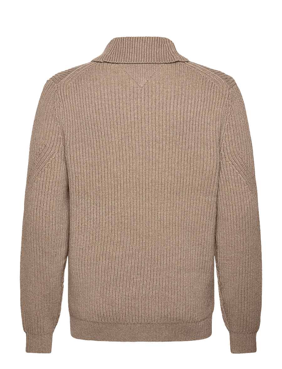 Tommy Hilfiger - DC SHAWL COLLAR SWEATER - pitkähihaiset neulepoolot - coastal taupe heather - 2