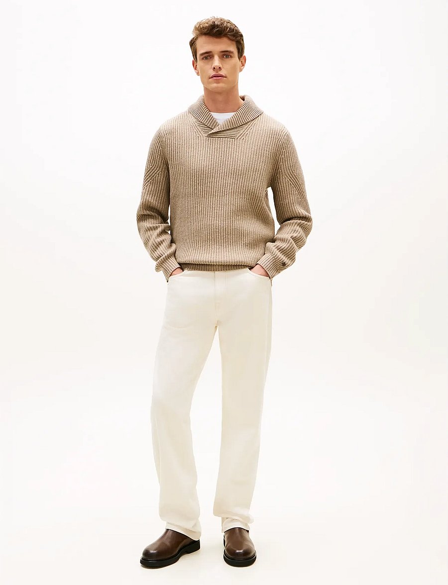 Tommy Hilfiger - DC SHAWL COLLAR SWEATER - pitkähihaiset neulepoolot - coastal taupe heather - 3