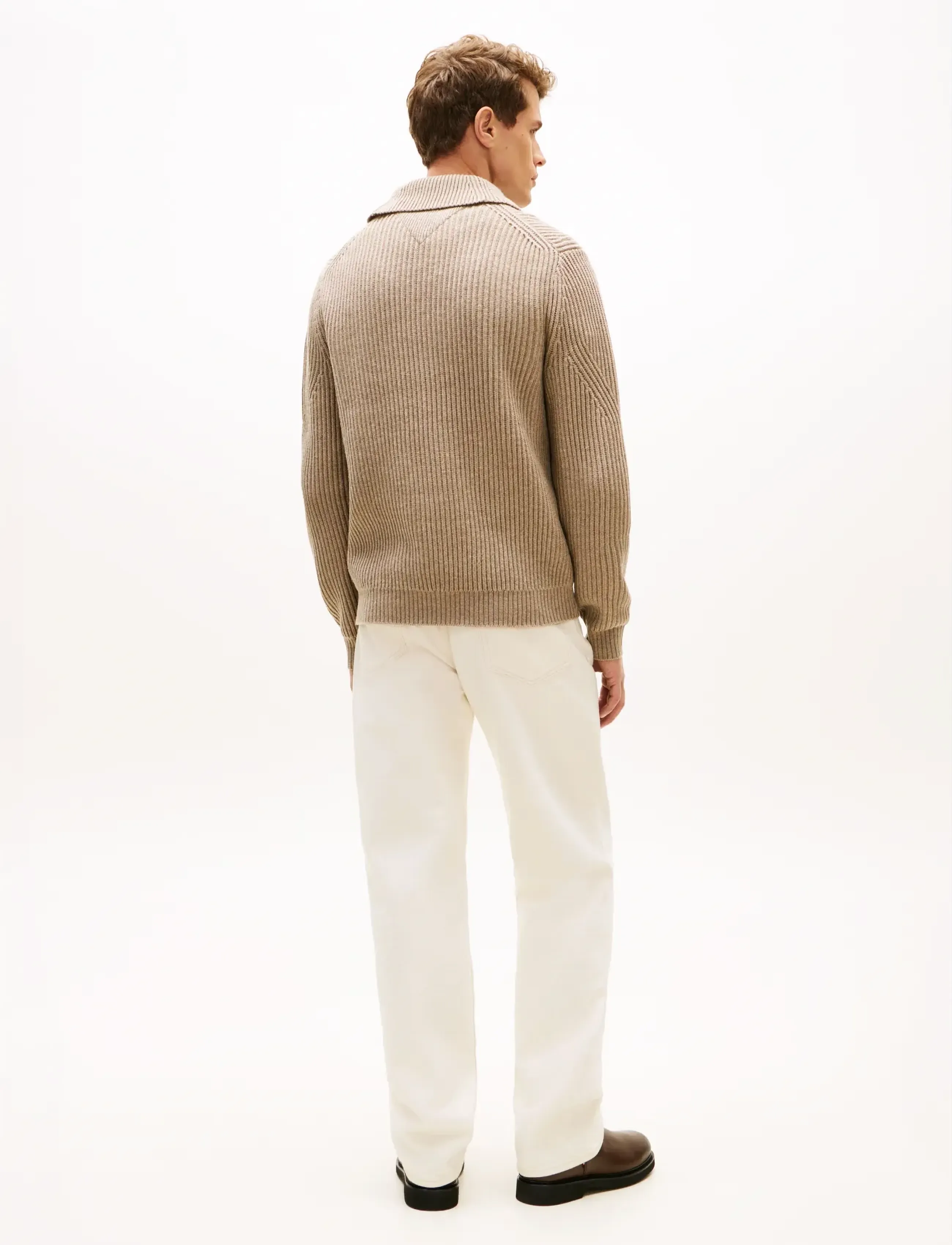 Tommy Hilfiger - DC SHAWL COLLAR SWEATER - pitkähihaiset neulepoolot - coastal taupe heather - 4