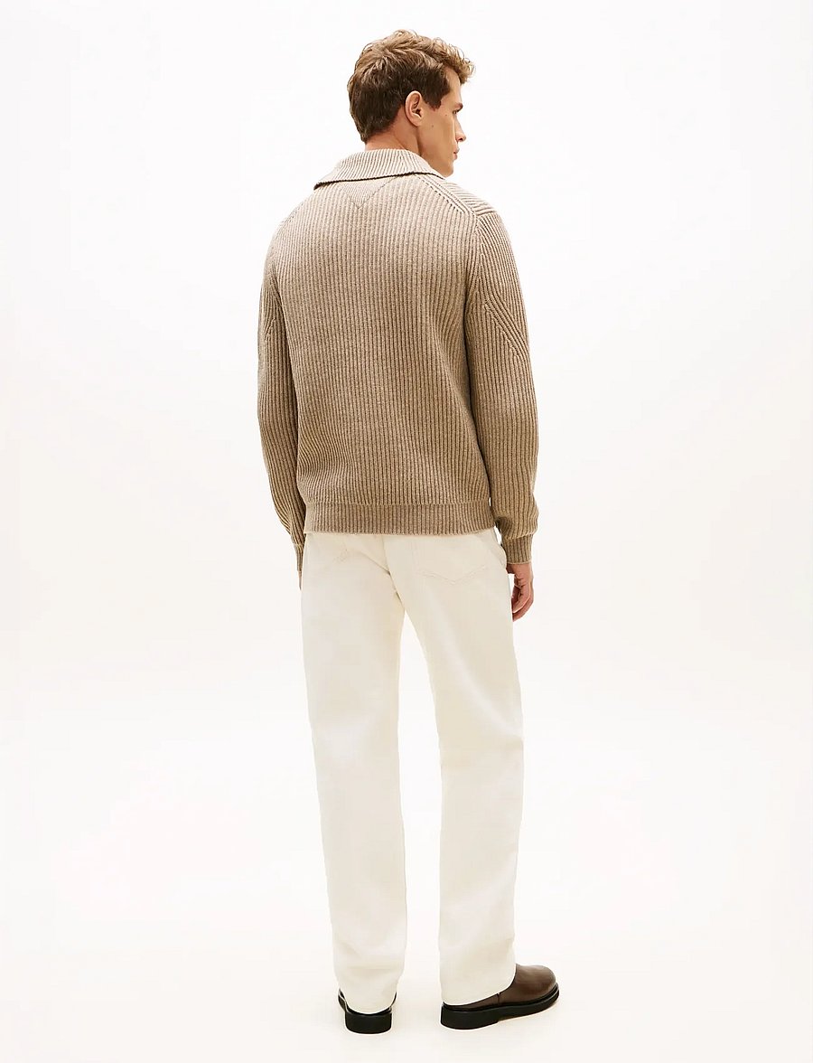 Tommy Hilfiger - DC SHAWL COLLAR SWEATER - pitkähihaiset neulepoolot - coastal taupe heather - 4