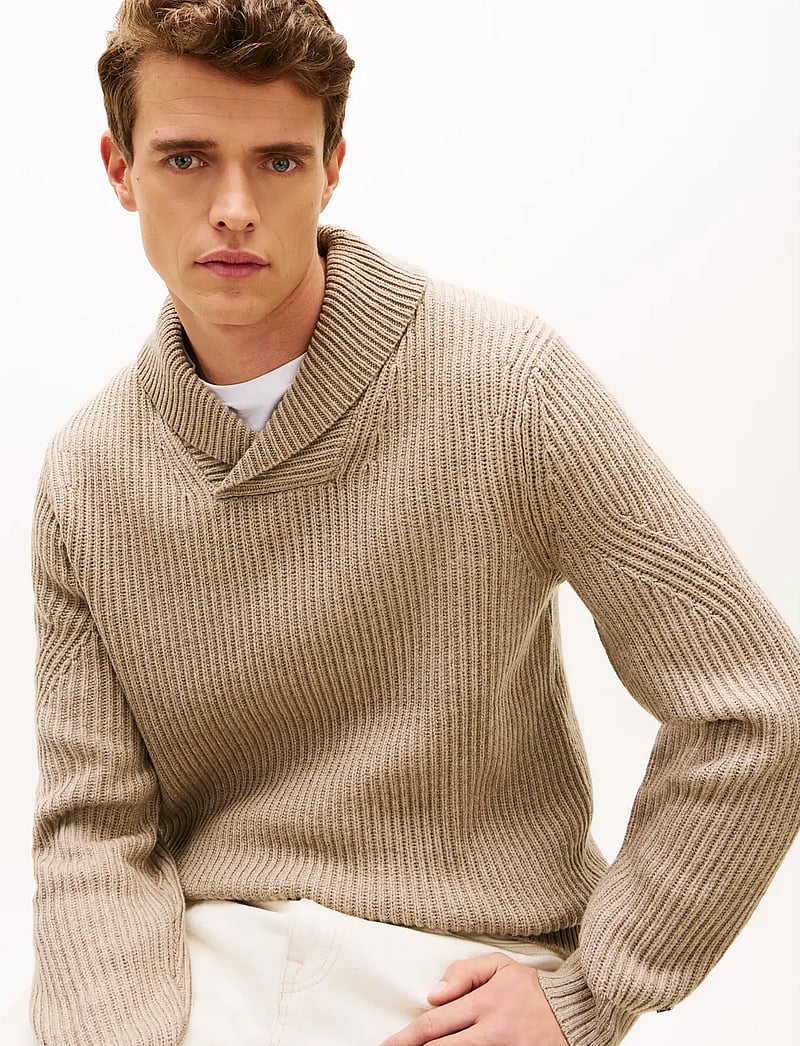 Tommy Hilfiger - DC SHAWL COLLAR SWEATER - langärmelige gestrickte polohemden - coastal taupe heather - 5