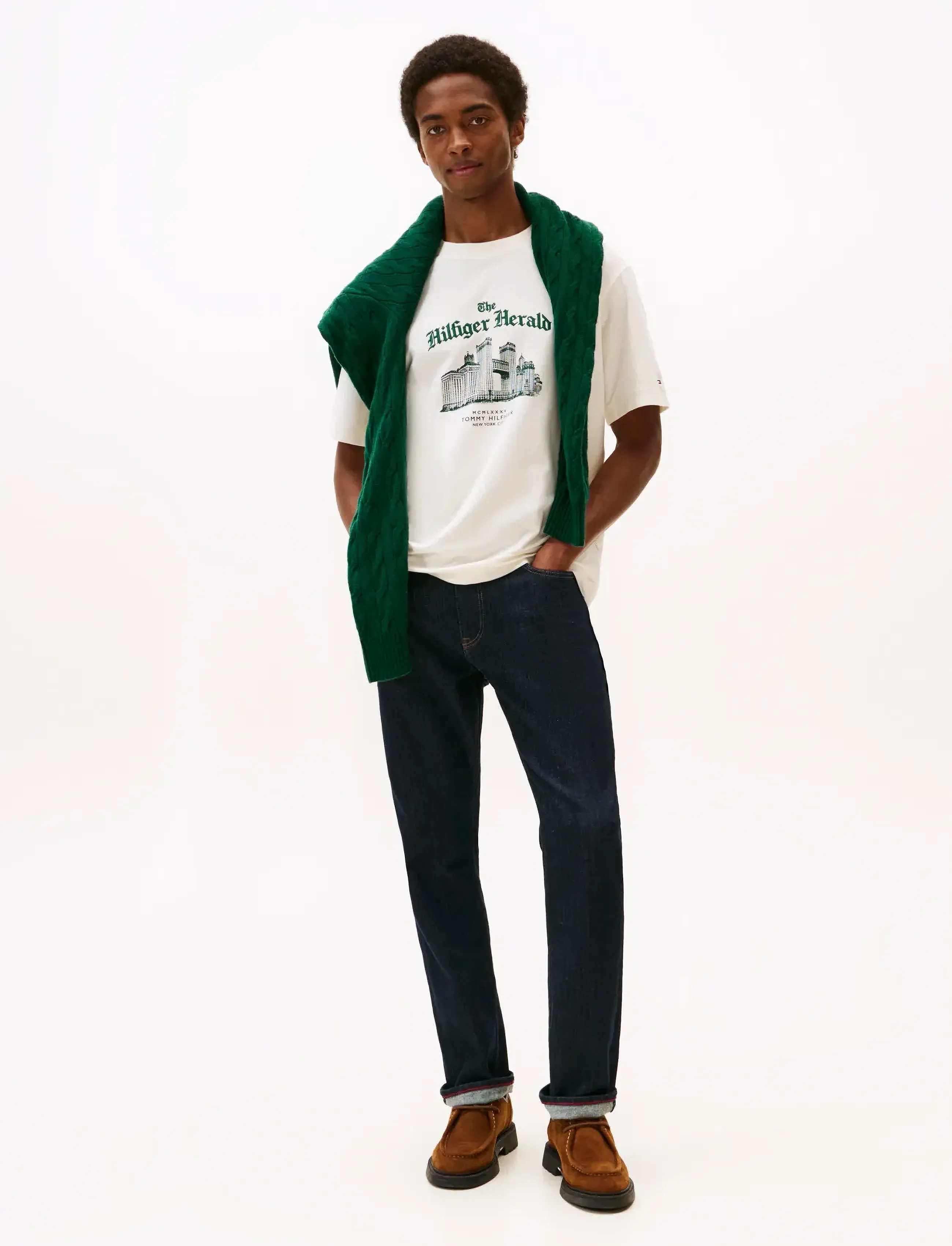 Tommy Hilfiger - HERALD SKYLINE GRAPHIC TEE - lühikeste varrukatega t-särgid - ivory petal - 2