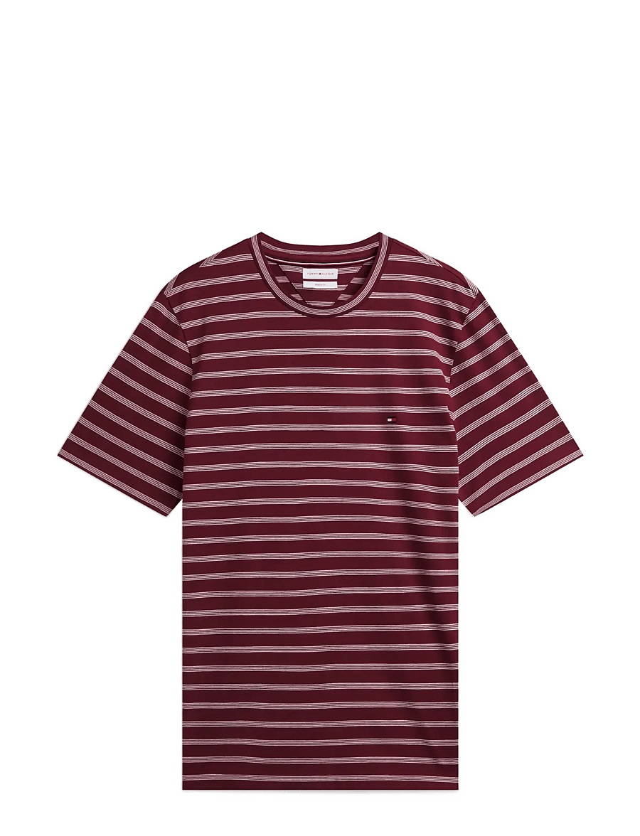 Tommy Hilfiger - ESS SEASONAL REG FIT STRIPE TEE - short-sleeved t-shirts - burgundy ecru - 1