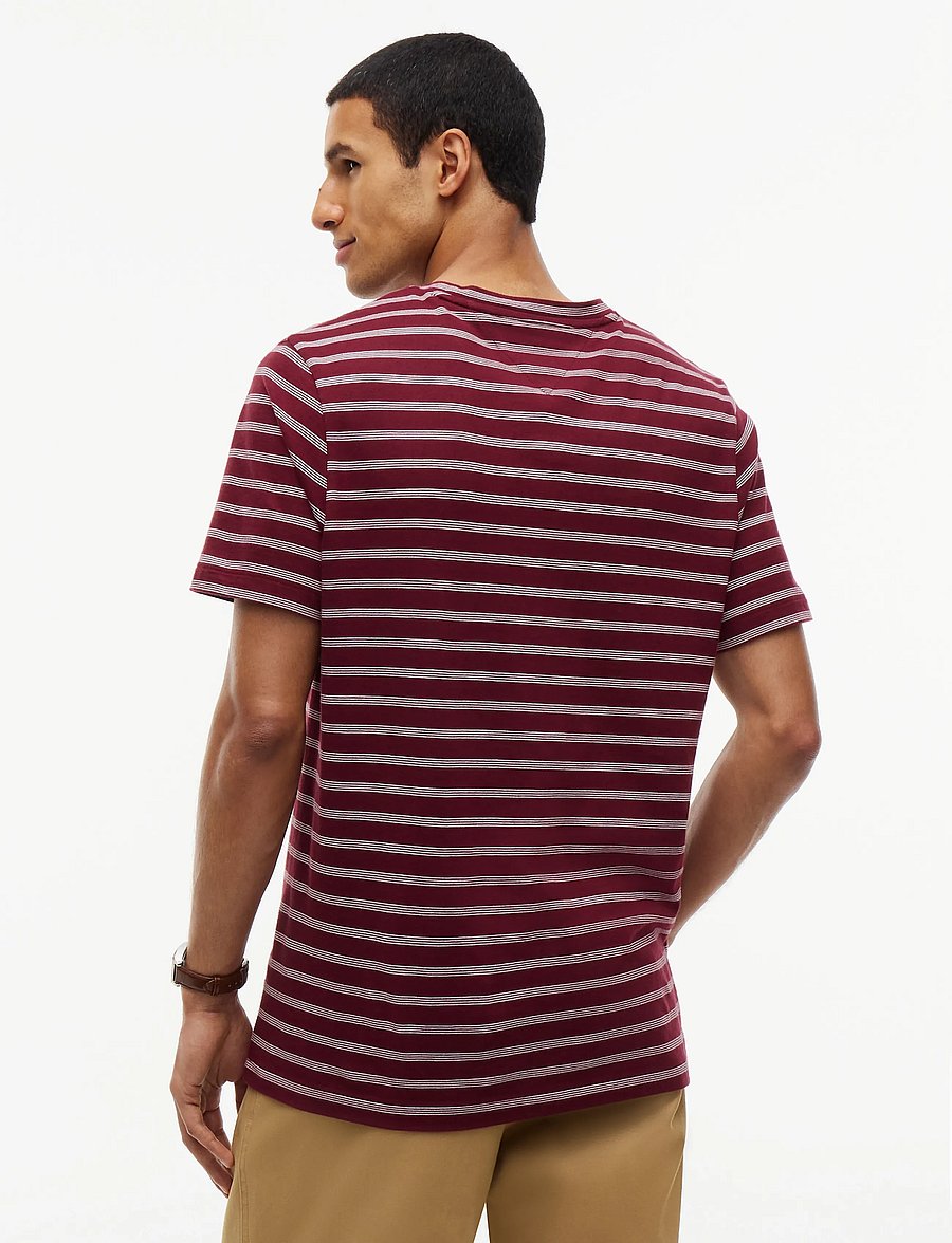 Tommy Hilfiger - ESS SEASONAL REG FIT STRIPE TEE - short-sleeved t-shirts - burgundy ecru - 2