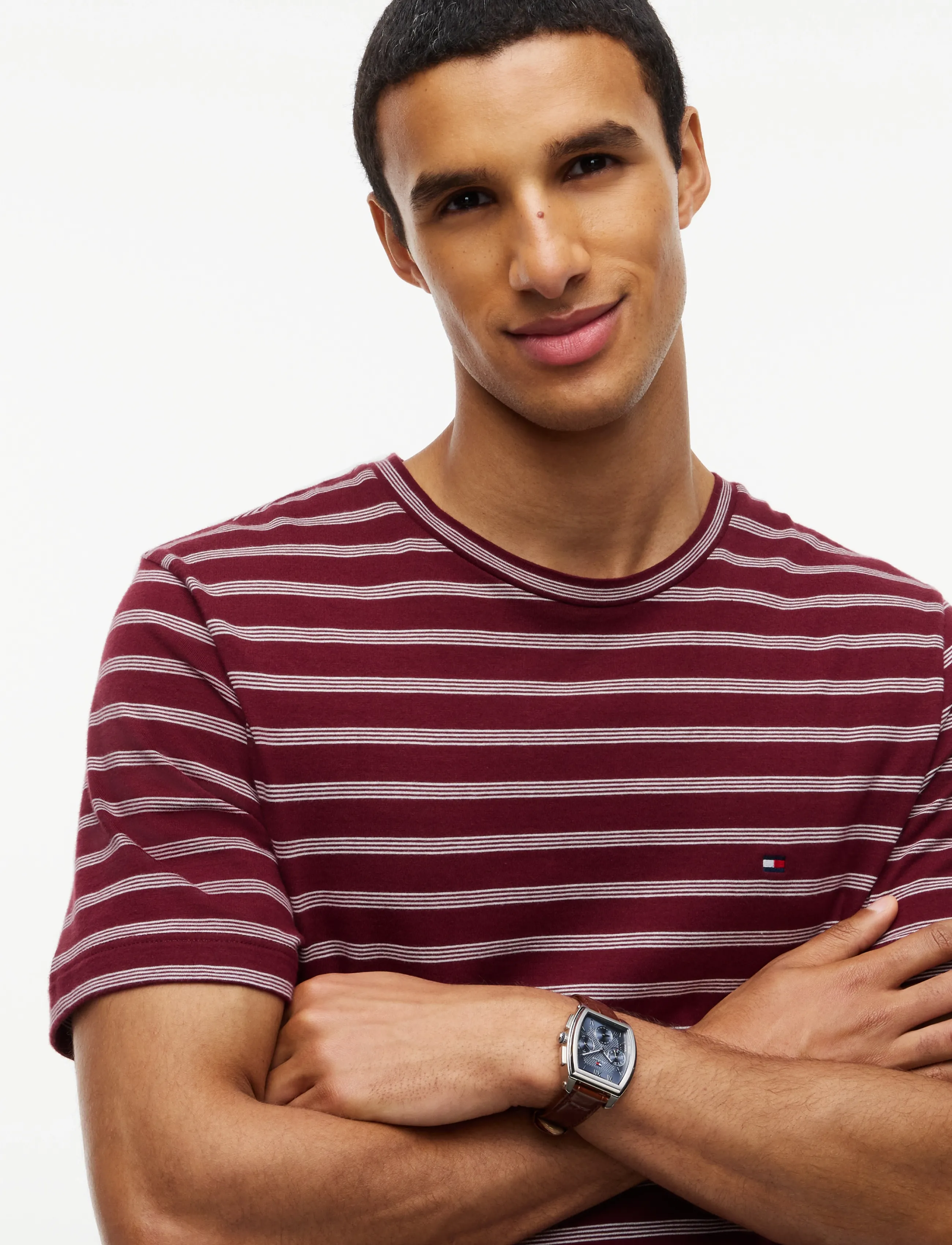 Tommy Hilfiger - ESS SEASONAL REG FIT STRIPE TEE - lühikeste varrukatega t-särgid - burgundy ecru - 3