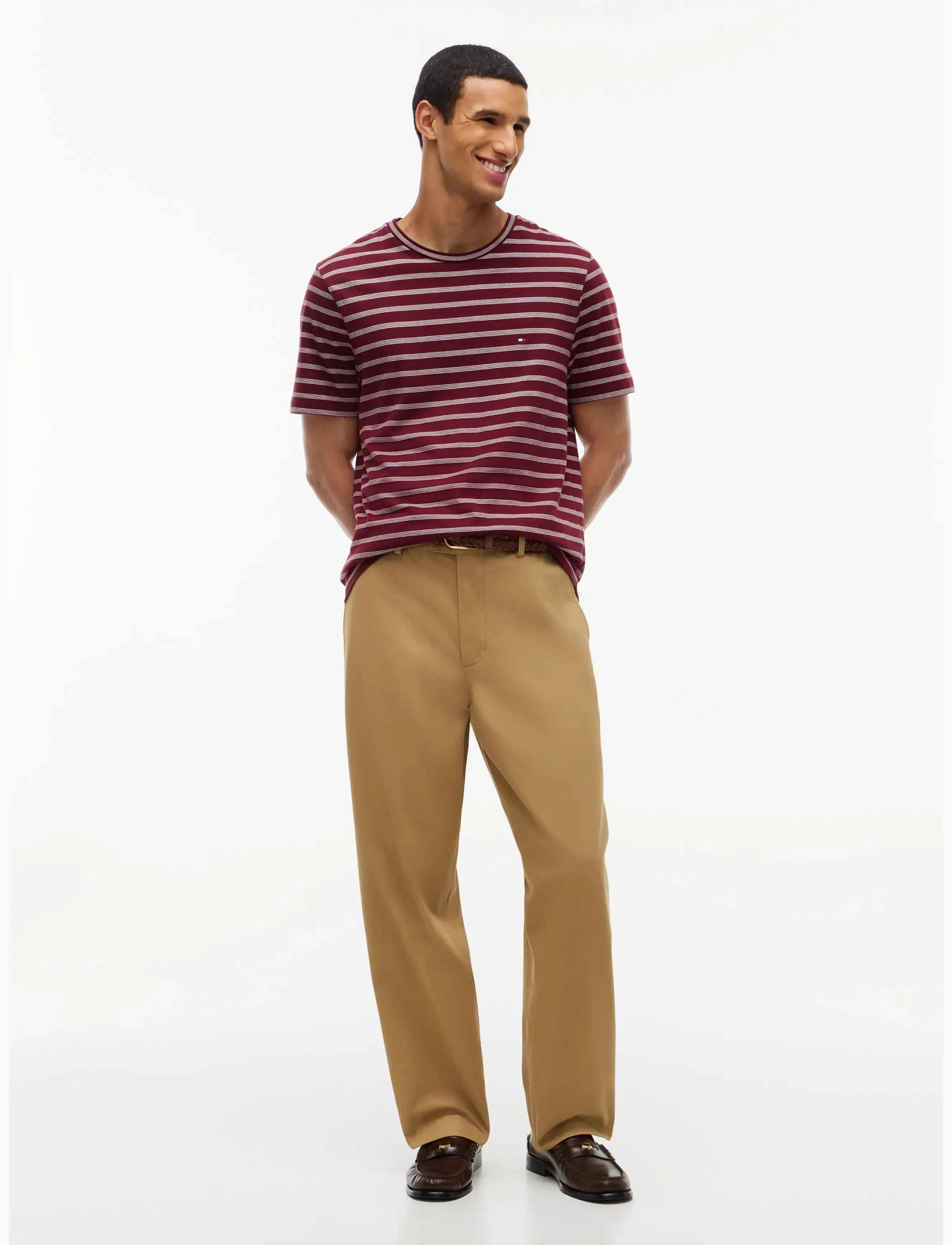 Tommy Hilfiger - ESS SEASONAL REG FIT STRIPE TEE - lühikeste varrukatega t-särgid - burgundy ecru - 4