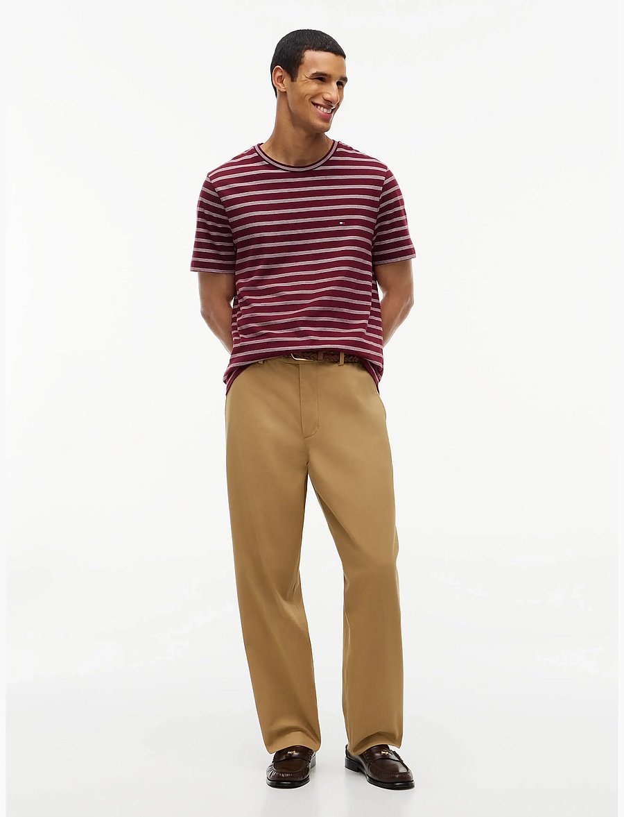 Tommy Hilfiger - ESS SEASONAL REG FIT STRIPE TEE - short-sleeved t-shirts - burgundy ecru - 4