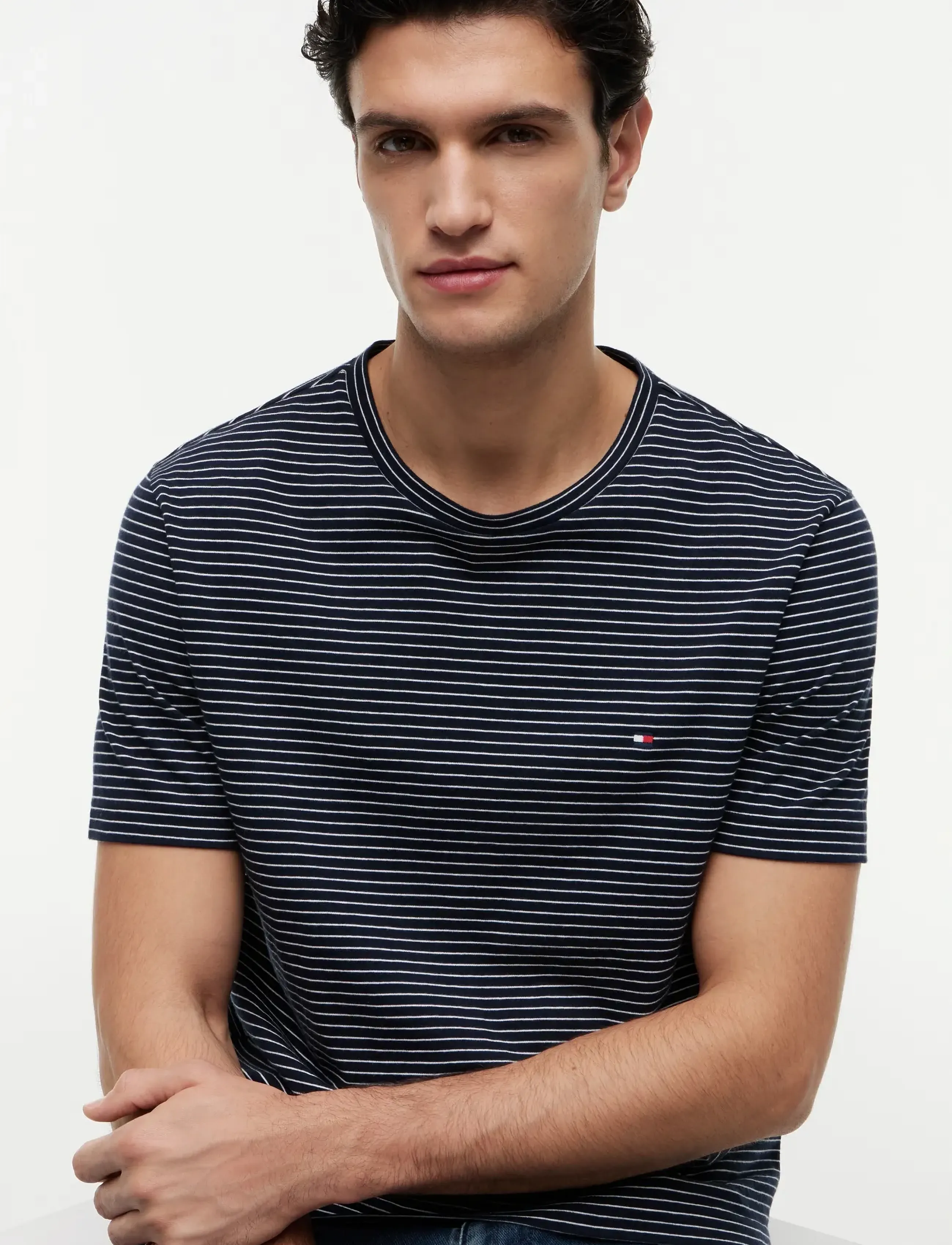 Tommy Hilfiger - ESS SEASONAL REG FIT STRIPE TEE - kortærmede t-shirts - desert sky ecru stripe - 3
