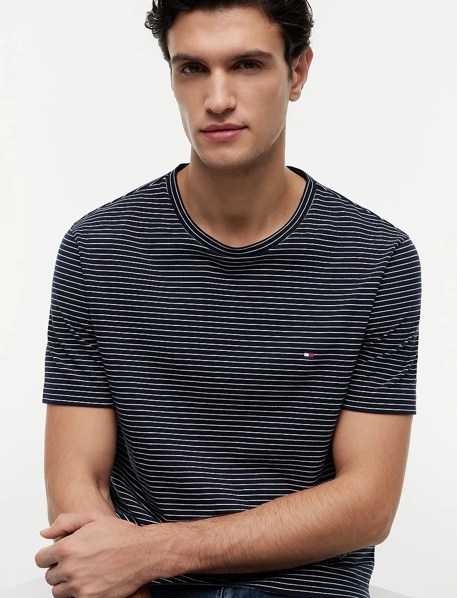 Tommy Hilfiger - ESS SEASONAL REG FIT STRIPE TEE - short-sleeved t-shirts - desert sky ecru stripe - 3