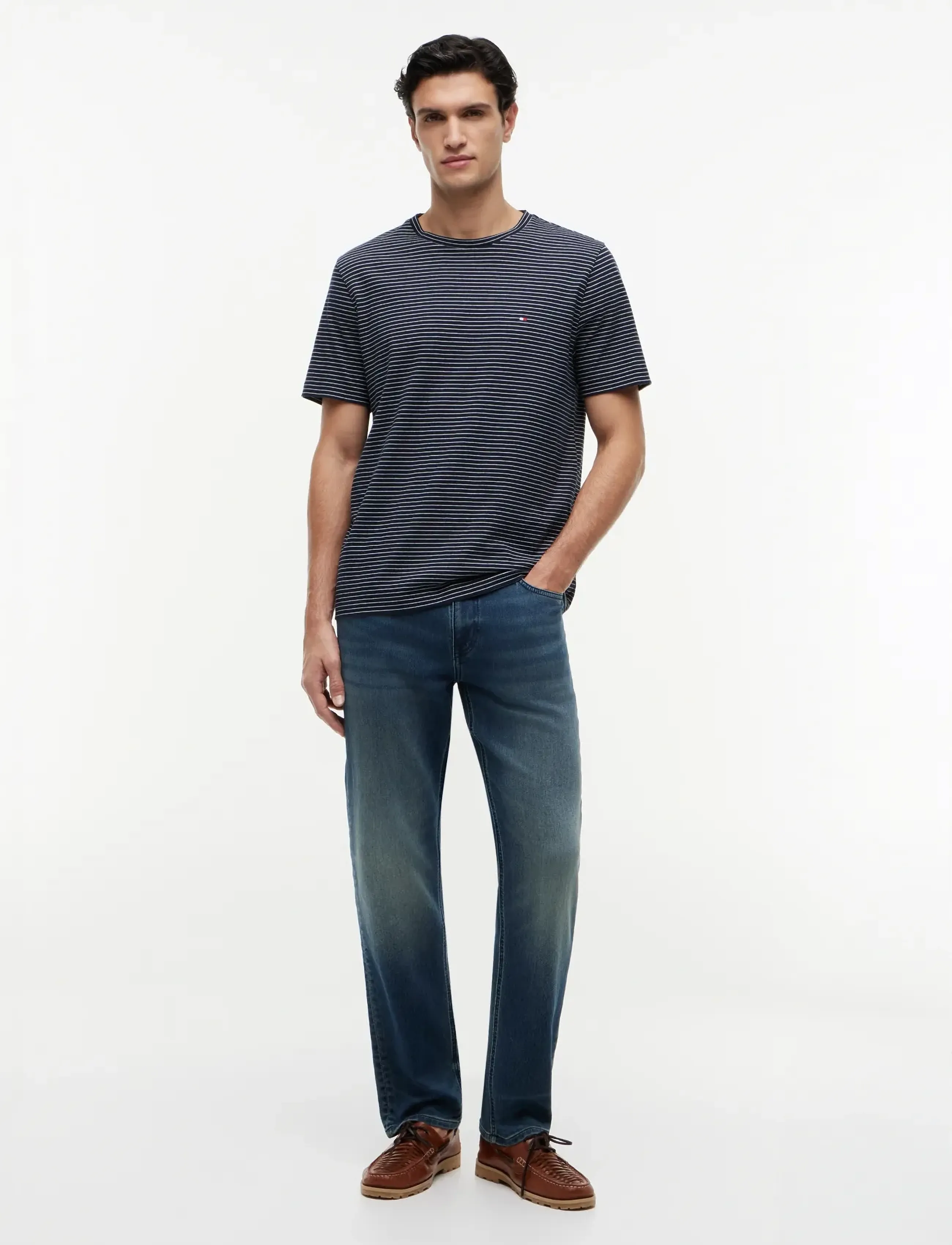 Tommy Hilfiger - ESS SEASONAL REG FIT STRIPE TEE - kortærmede t-shirts - desert sky ecru stripe - 4