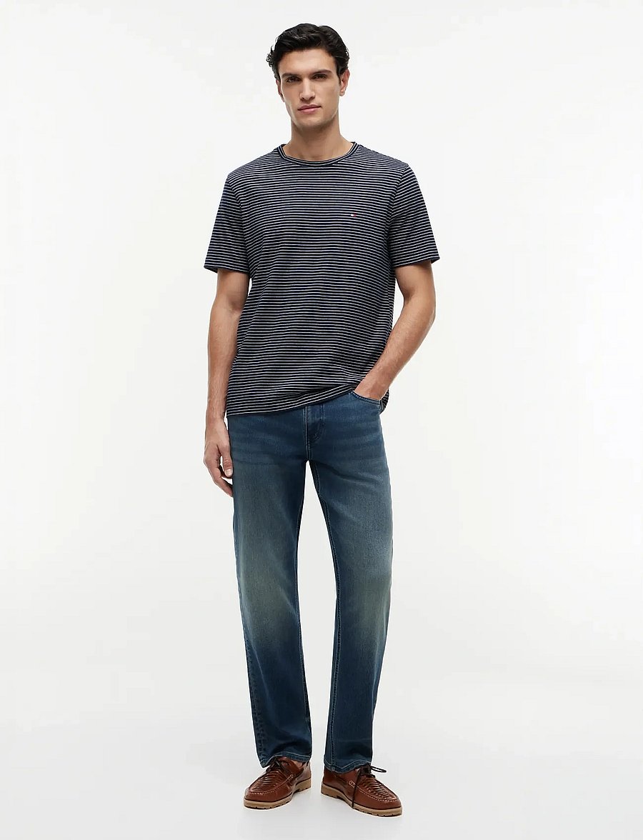 Tommy Hilfiger - ESS SEASONAL REG FIT STRIPE TEE - short-sleeved t-shirts - desert sky ecru stripe - 4