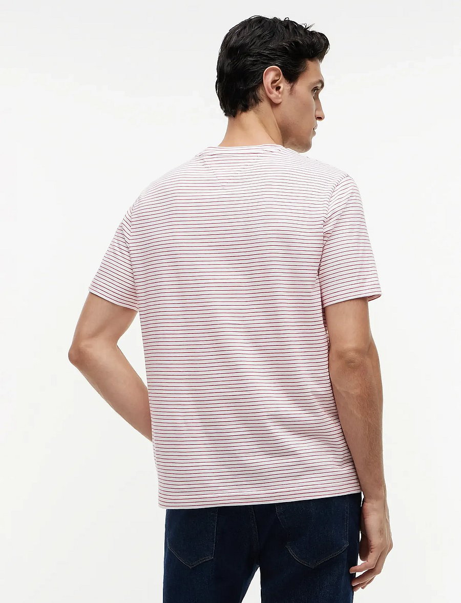 Tommy Hilfiger - ESS SEASONAL REG FIT STRIPE TEE - kurzärmelige t-shirts - ecru medium red stripe - 2