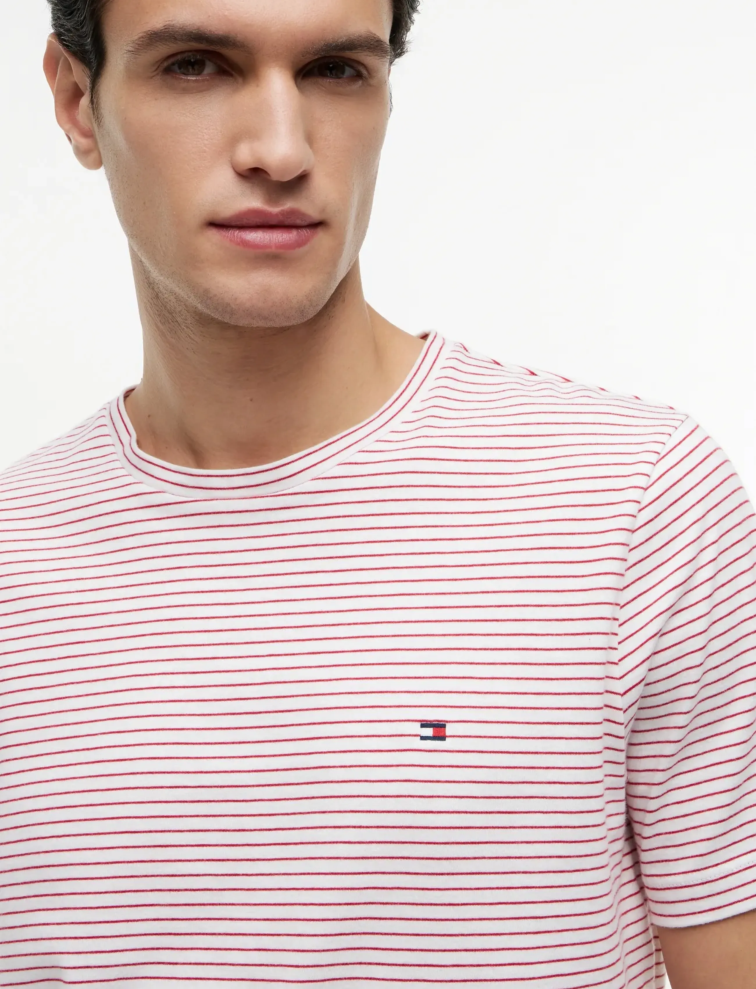 Tommy Hilfiger - ESS SEASONAL REG FIT STRIPE TEE - kortærmede t-shirts - ecru medium red stripe - 3