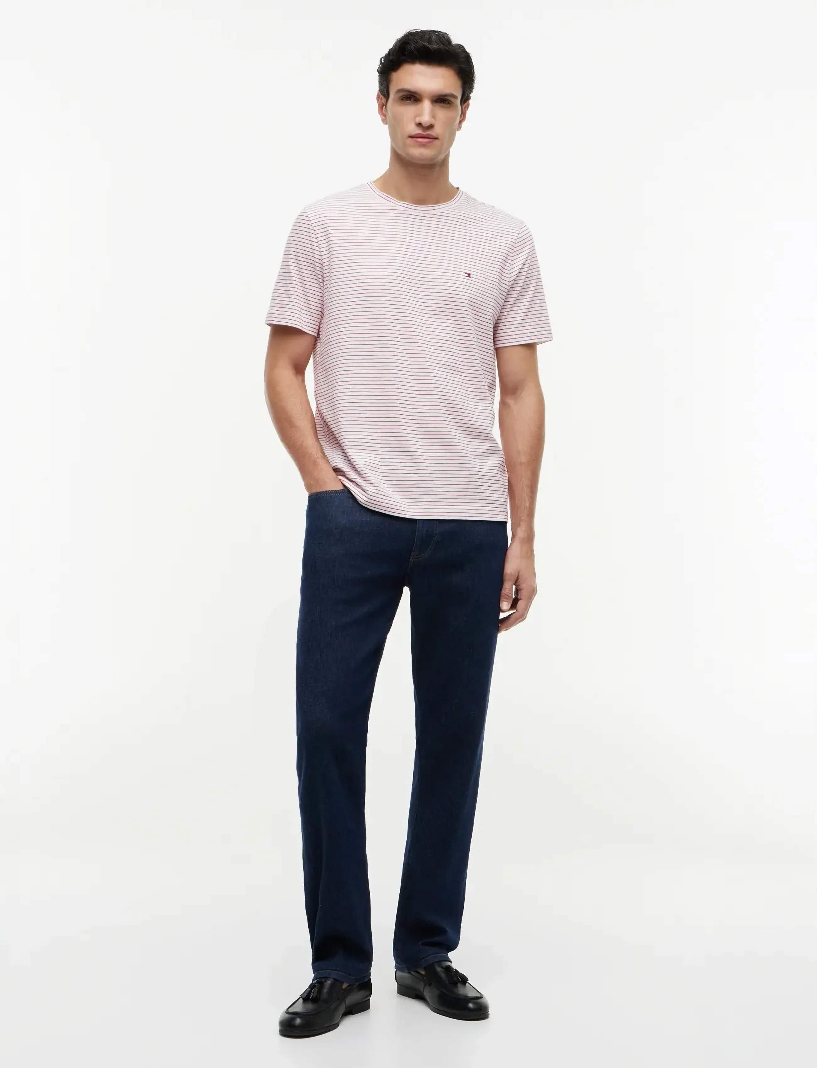 Tommy Hilfiger - ESS SEASONAL REG FIT STRIPE TEE - kortærmede t-shirts - ecru medium red stripe - 4