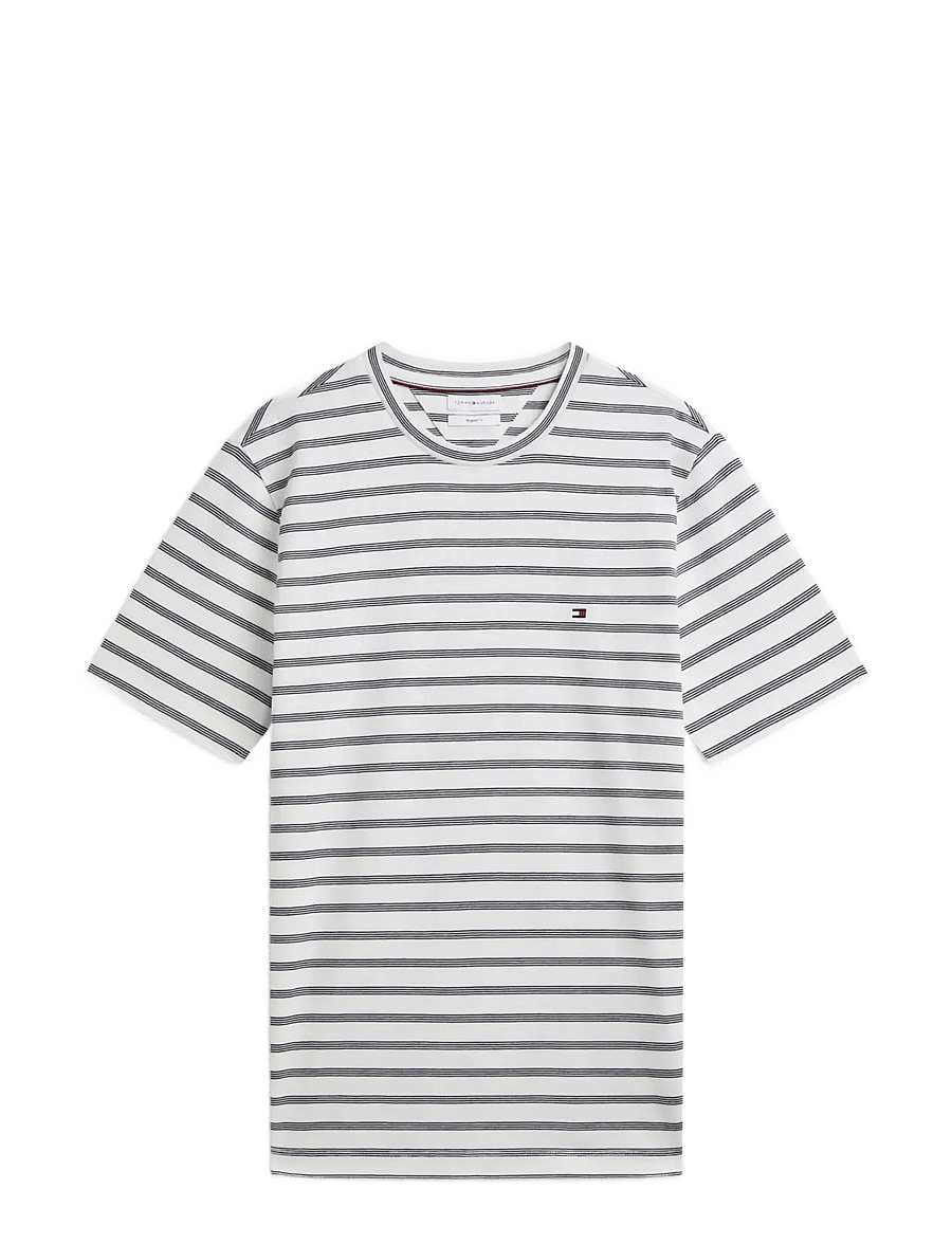 Tommy Hilfiger - ESS SEASONAL REG FIT STRIPE TEE - lyhythihaiset - ecru navy blue - 1